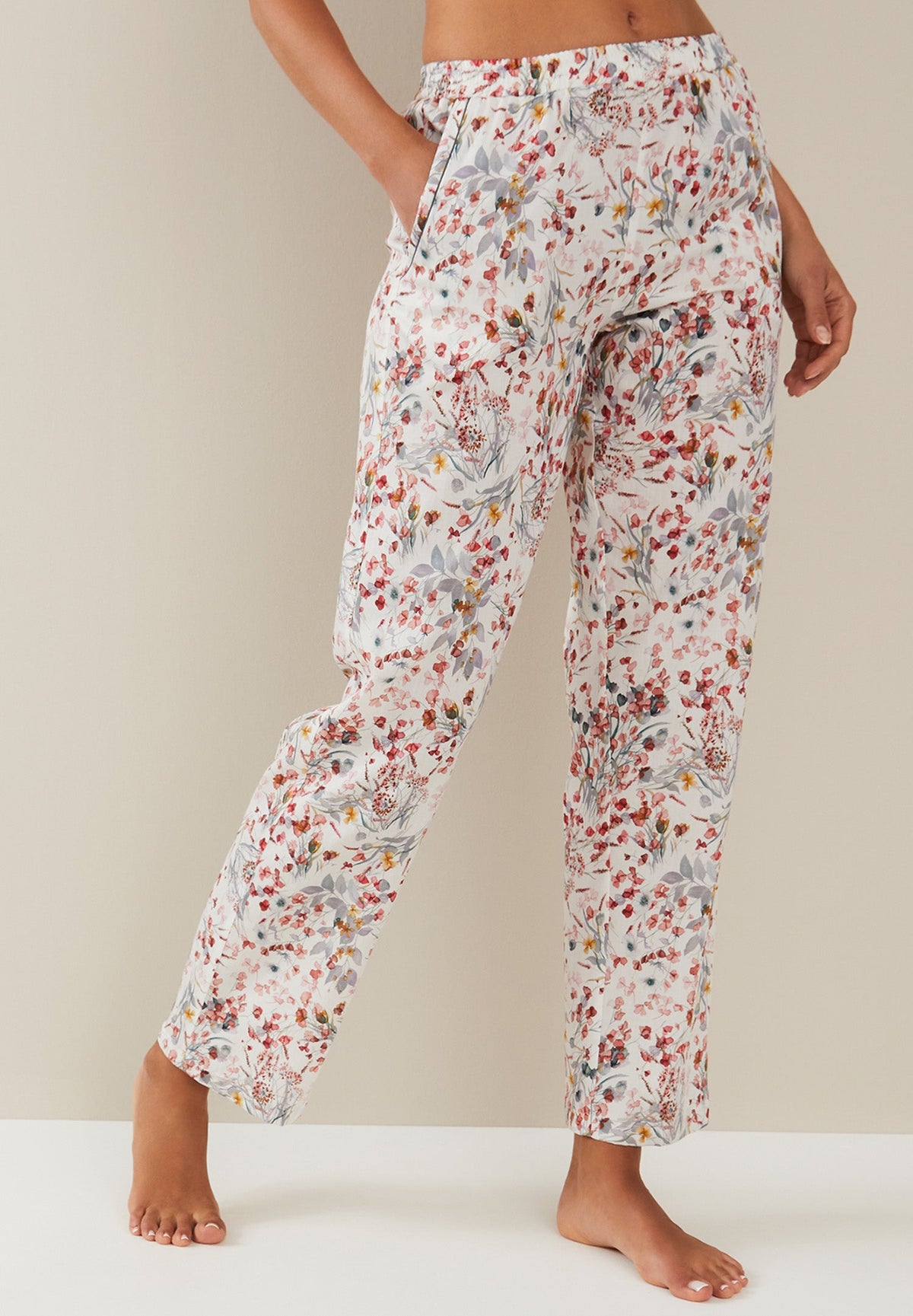 Cotton Sateen Print | Pantalon - flower fields