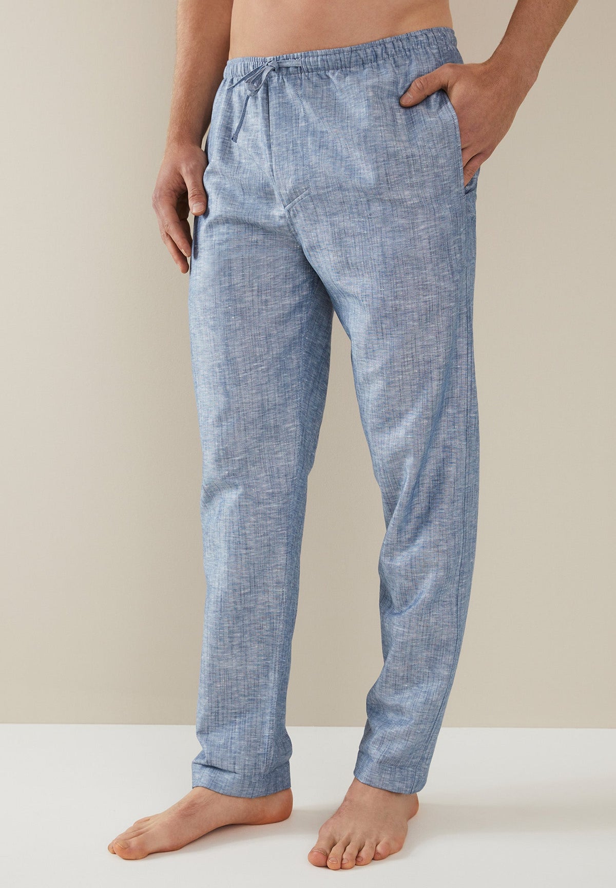 Linen Blend | Hose lang - blue horizon