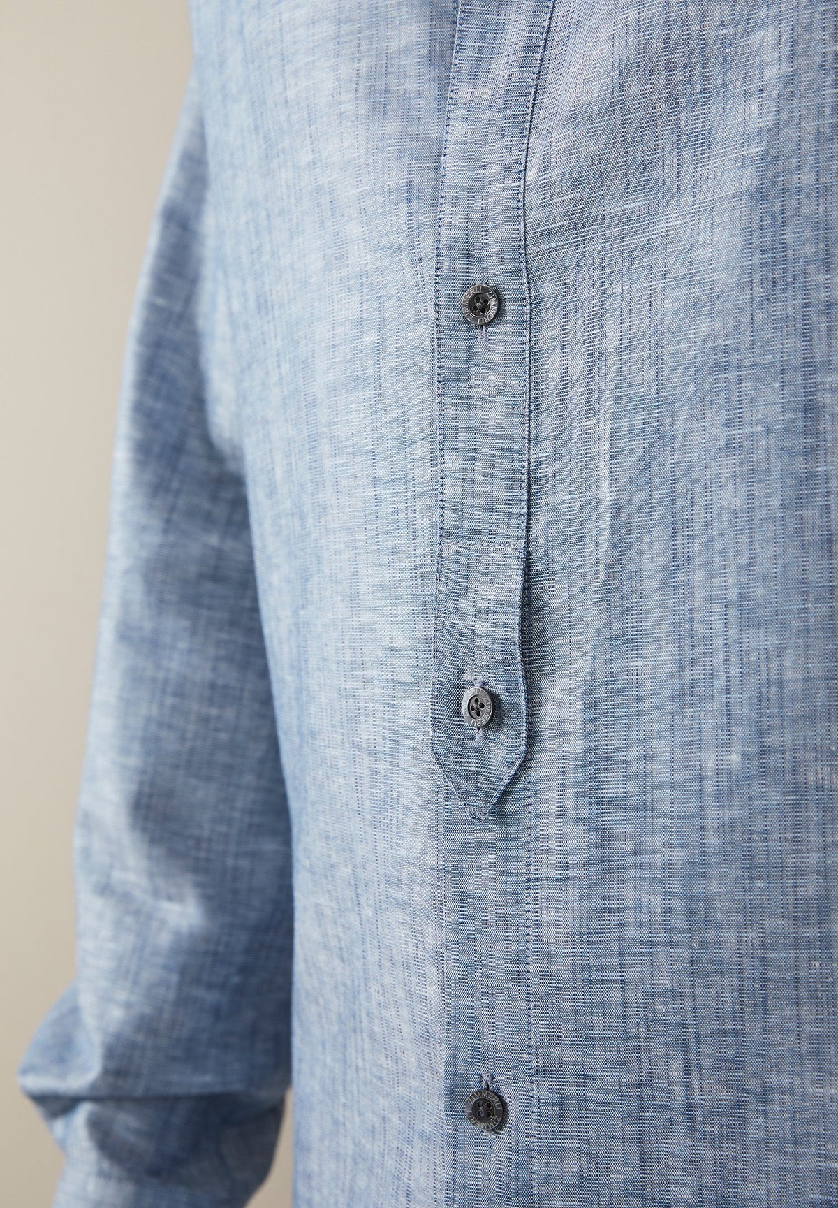 Linen Blend | T-Shirt langarm - blue horizon