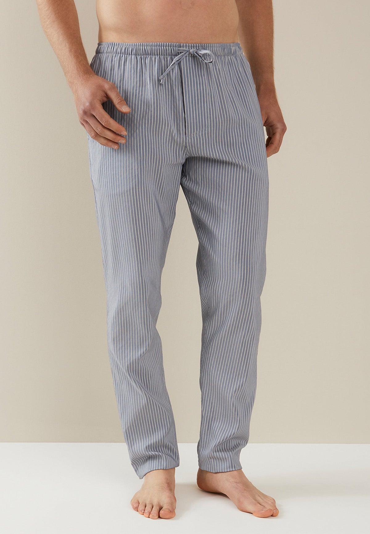 Cotton/Silk Stripes | Hose lang - blue stripes