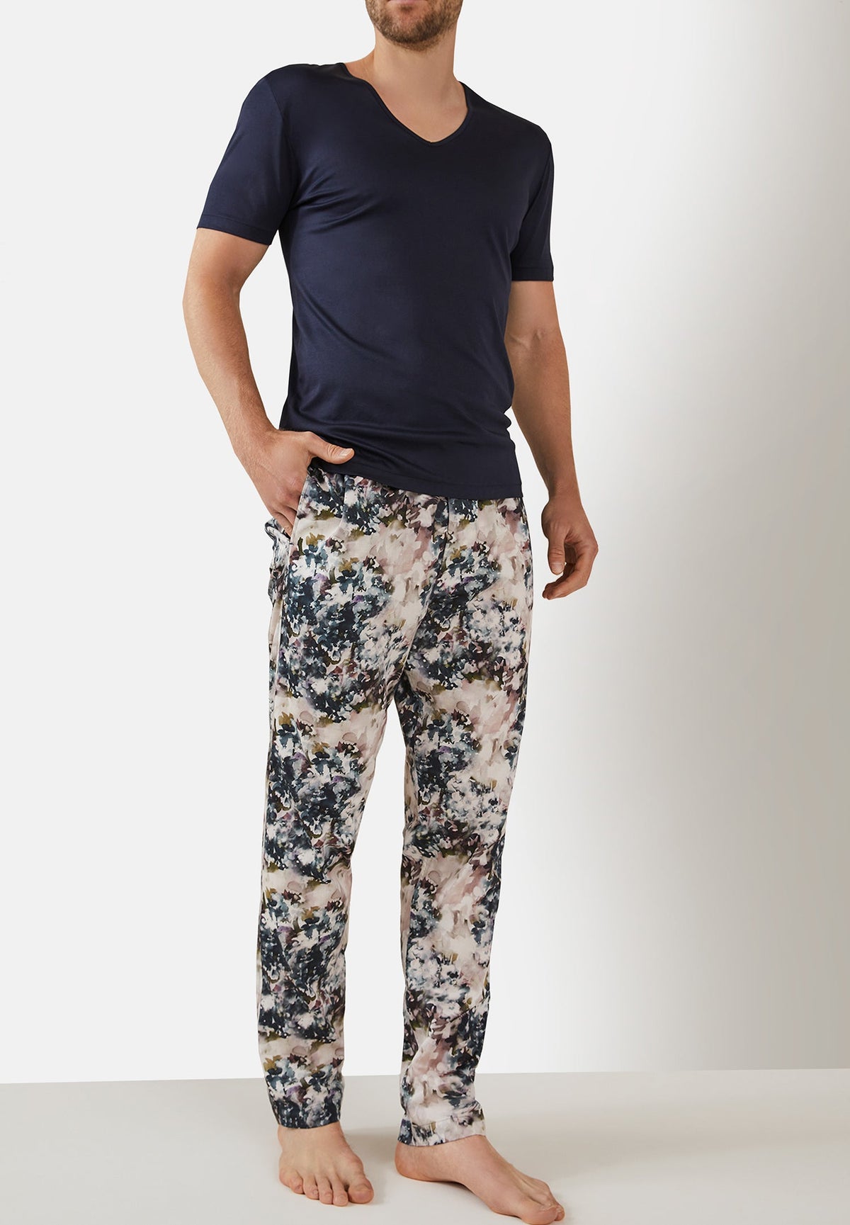 Cotton Sateen Print | Pants Long - hydrangea