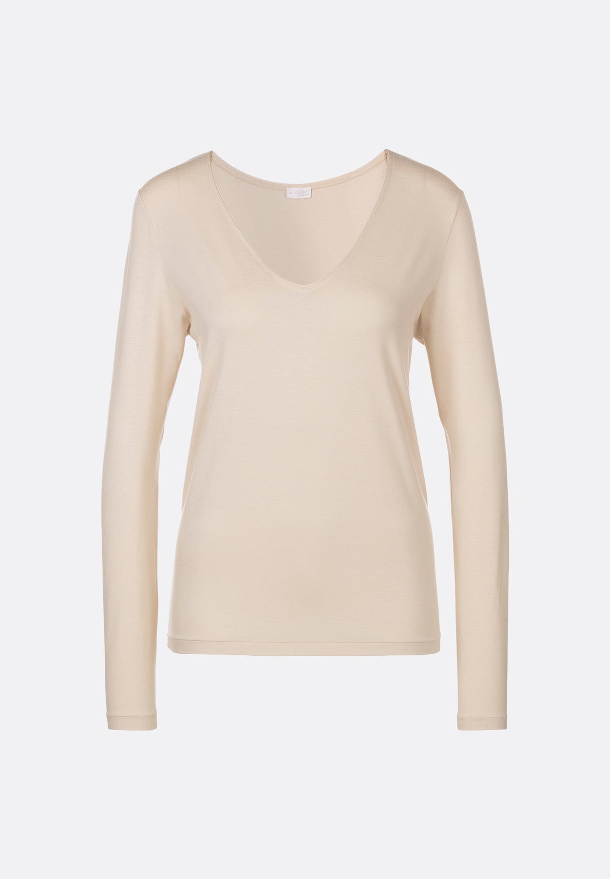 Pureness | T-Shirt langarm V-Ausschnitt - sand