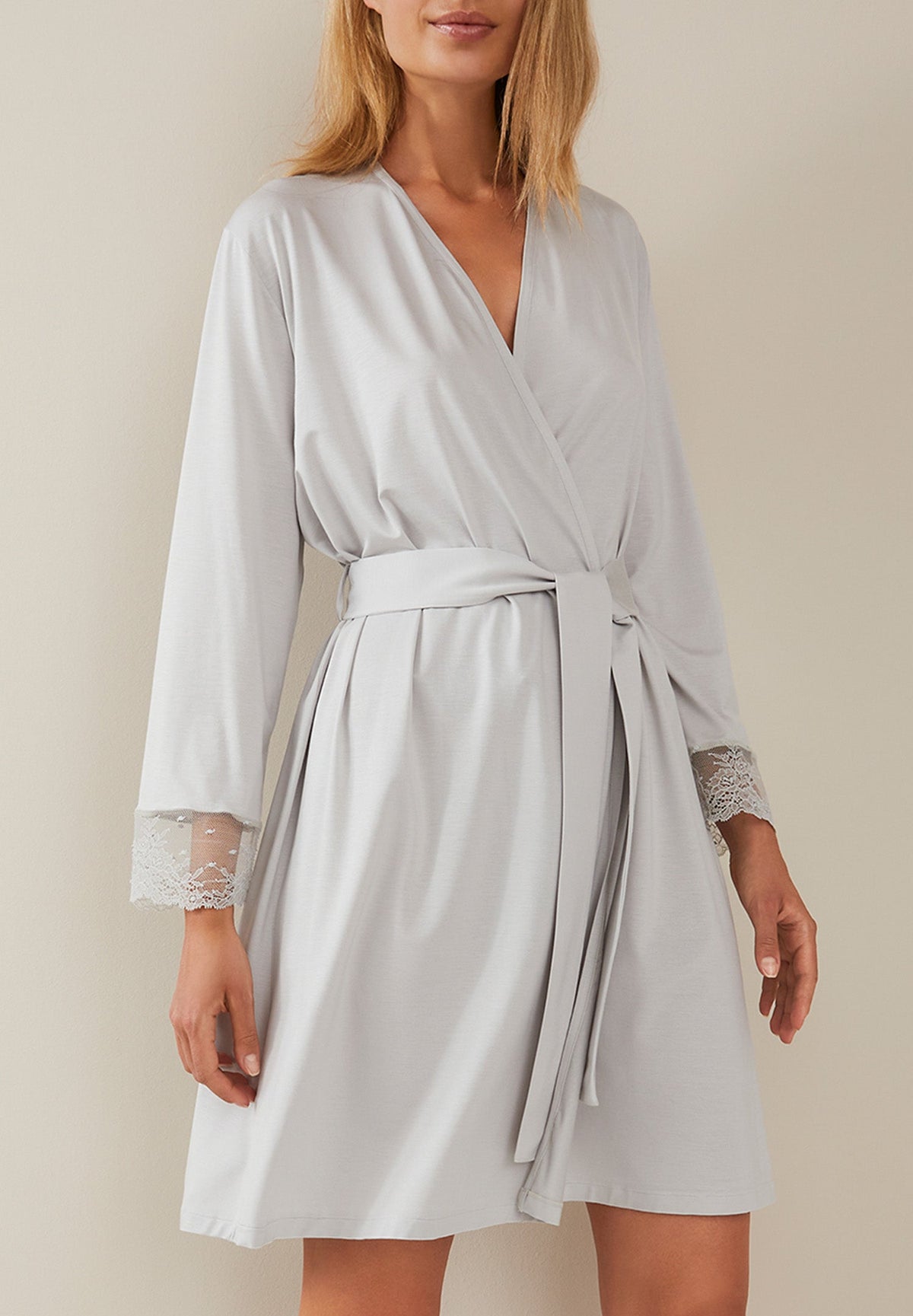 Sensual Fashion | Robe de chambre courte - platinum grey