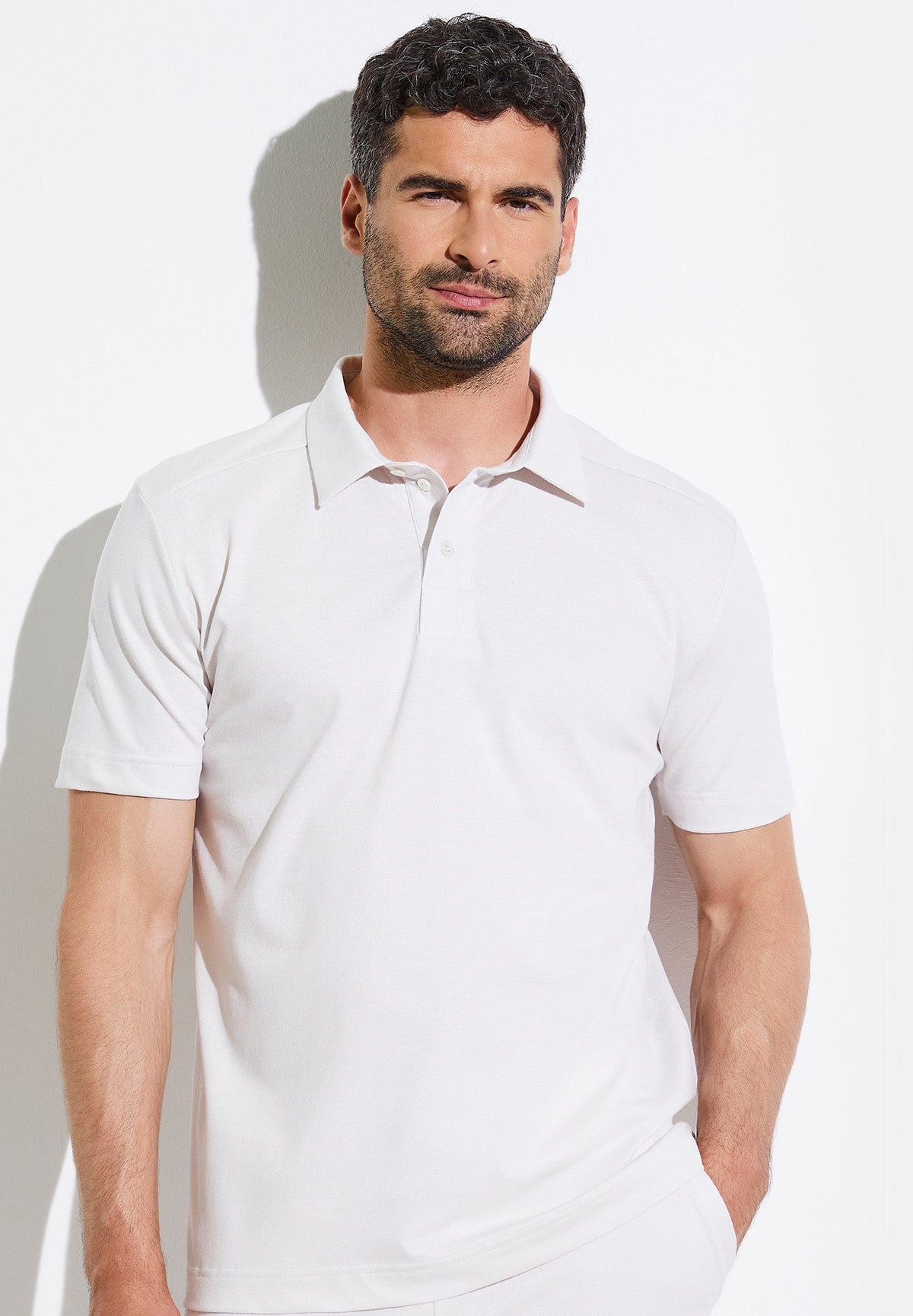 Piqué Lounge | Poloshirt kurzarm - chalk white