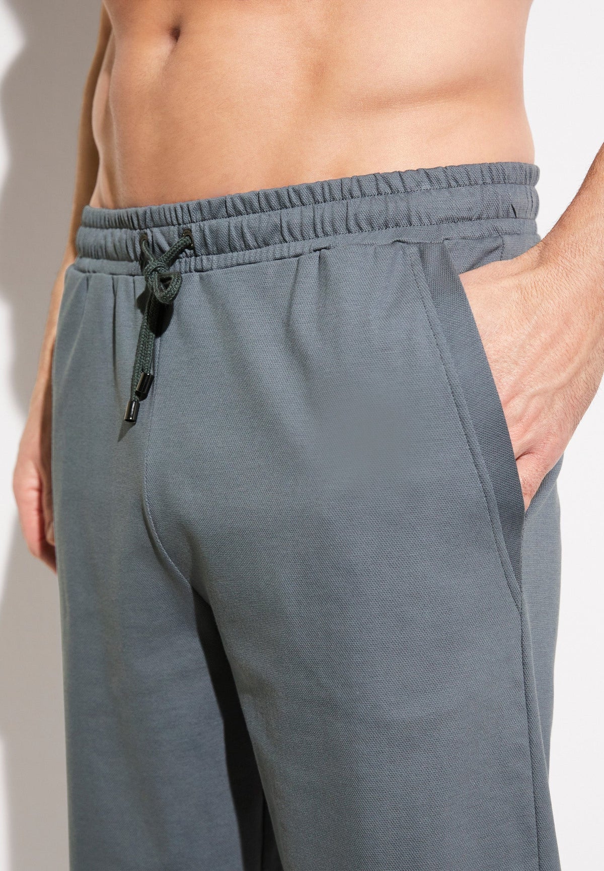 Piqué Lounge | Hose kurz - steel blue