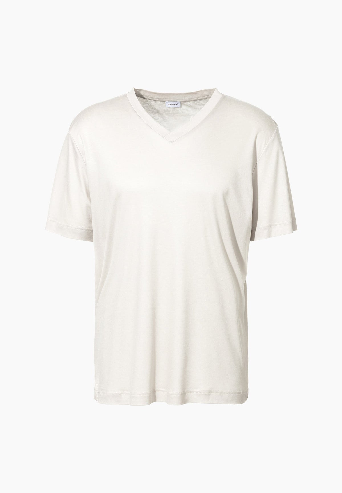 Sustainable Luxury | T-Shirt à manches courtes col en V - light grey