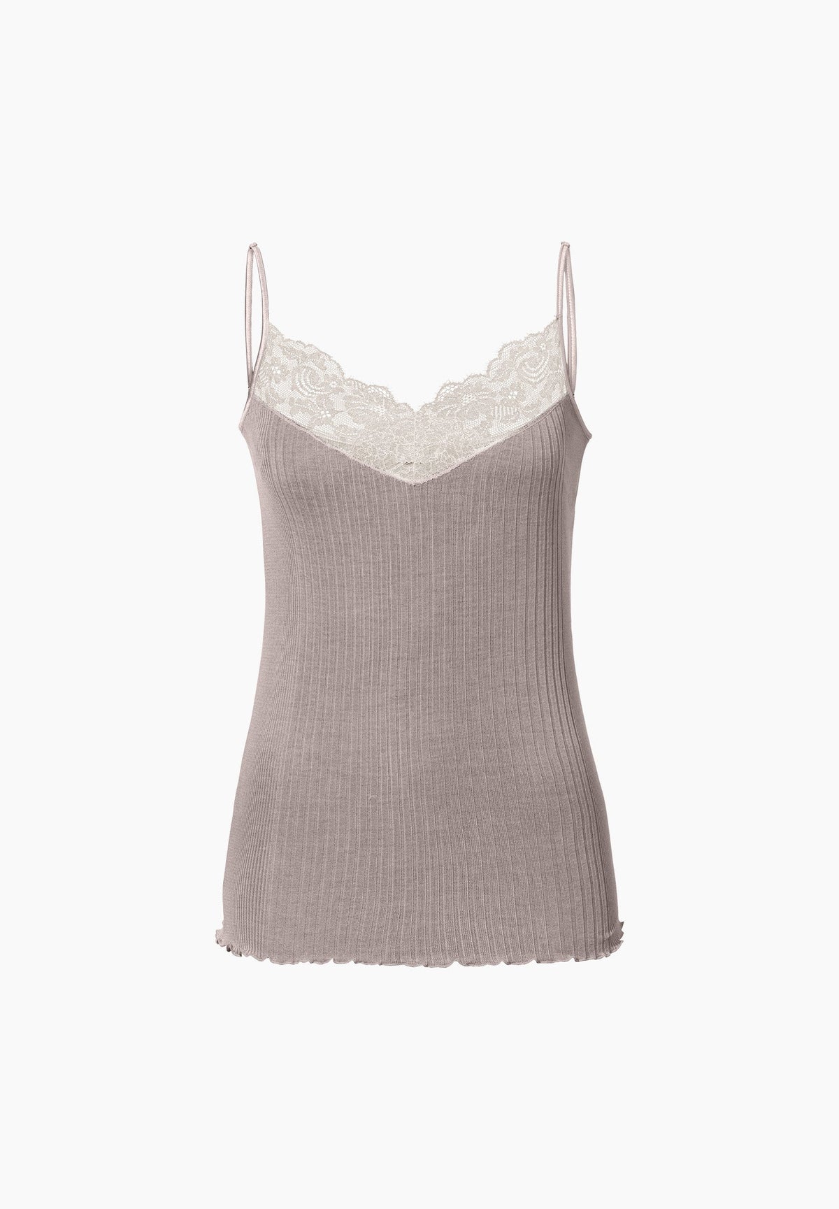 Cotton/Silk Rib | Caraco fines bretelles - lilac