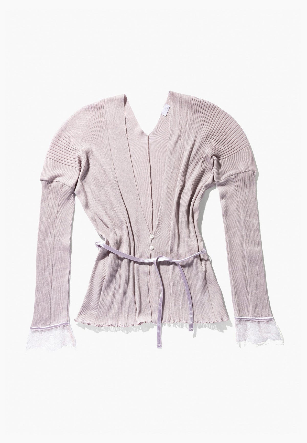 Cotton/Silk Rib | Cardigan manches longues - lilac