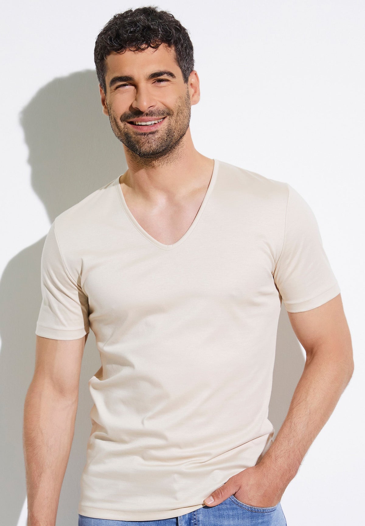 Sea Island | T-Shirt Short Sleeve V-Neck - oatmeal