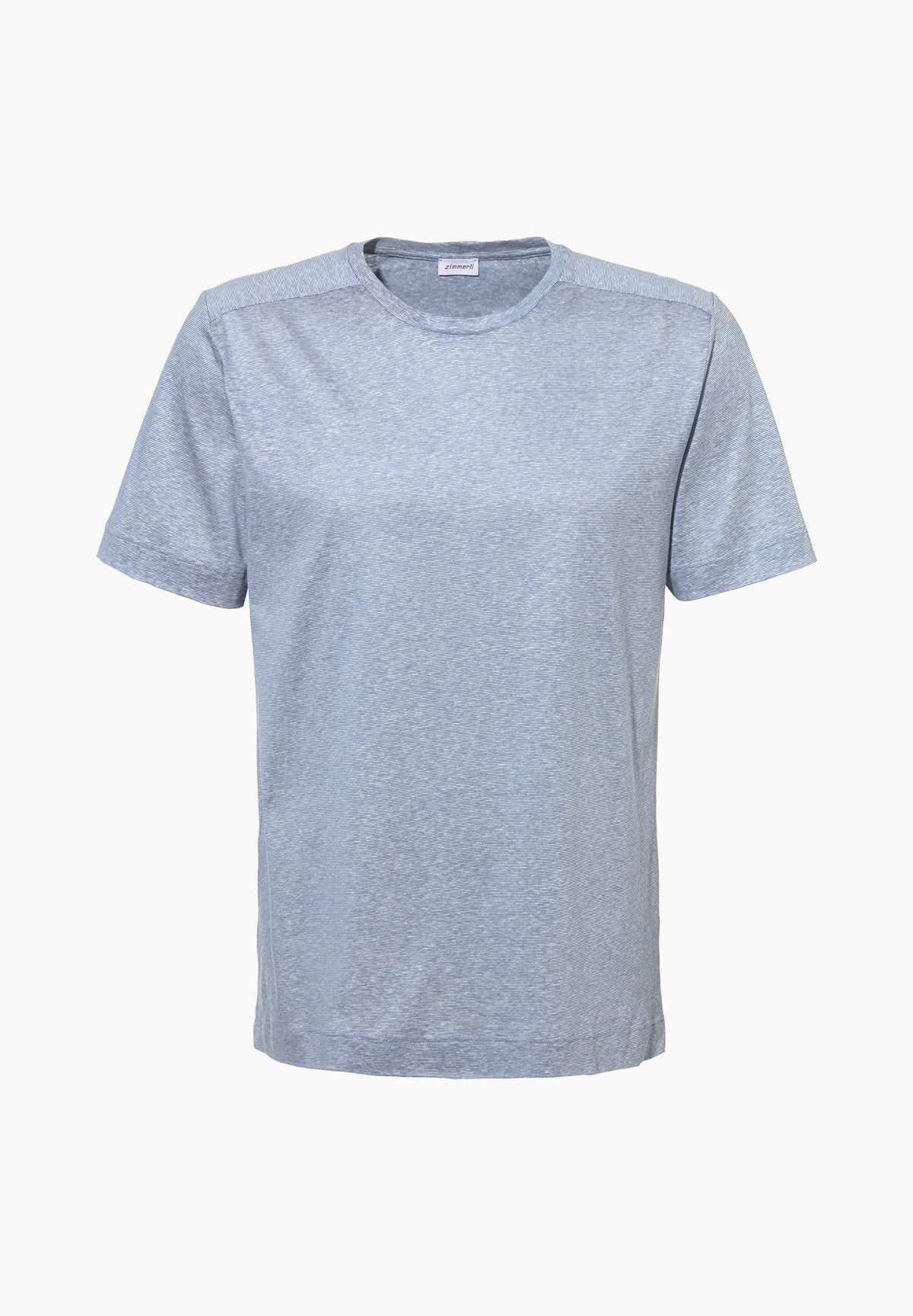 Cotton/Linen Stripes | T-Shirt Short Sleeve - light blue