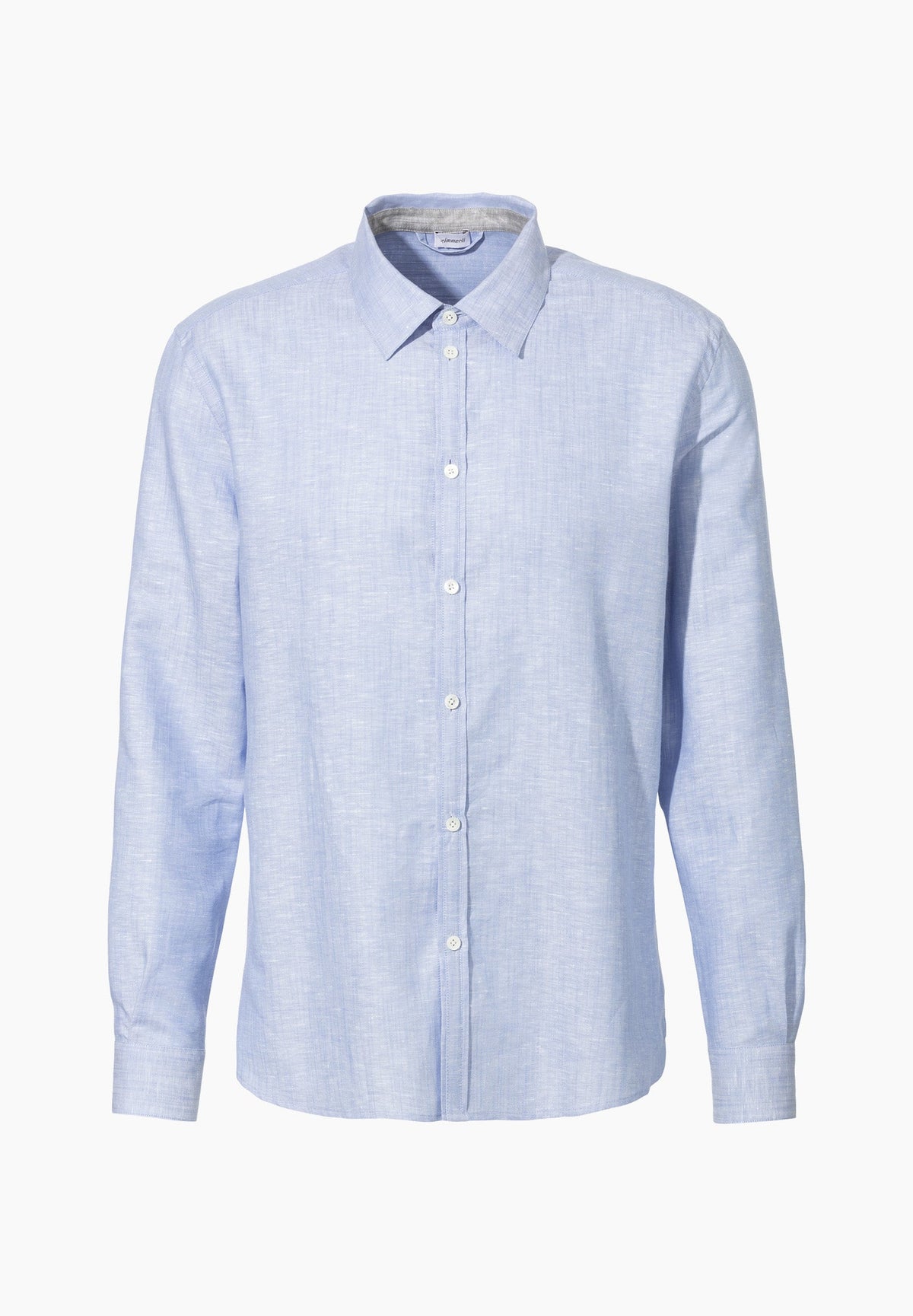 Linen Blend | Button Front Shirt Long Sleeve - light blue