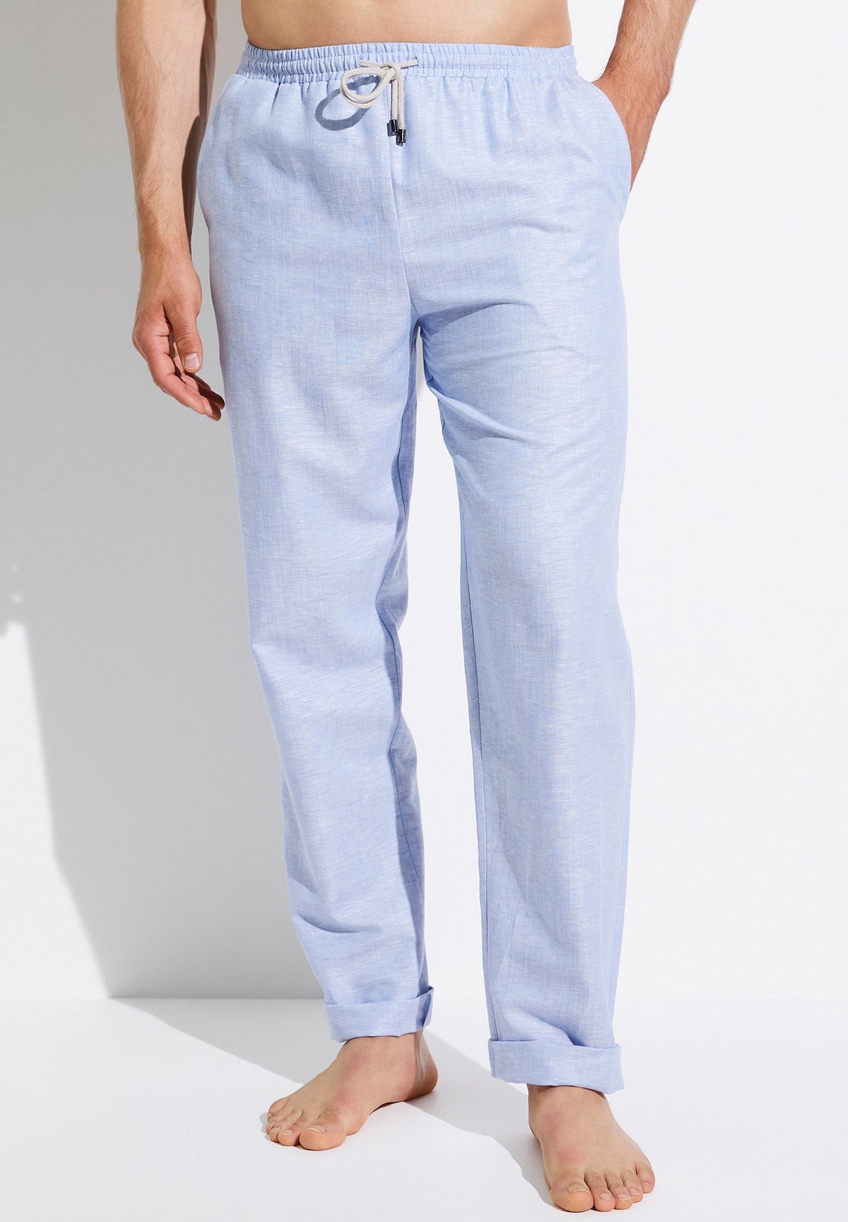 Linen Blend | Hose lang - light blue