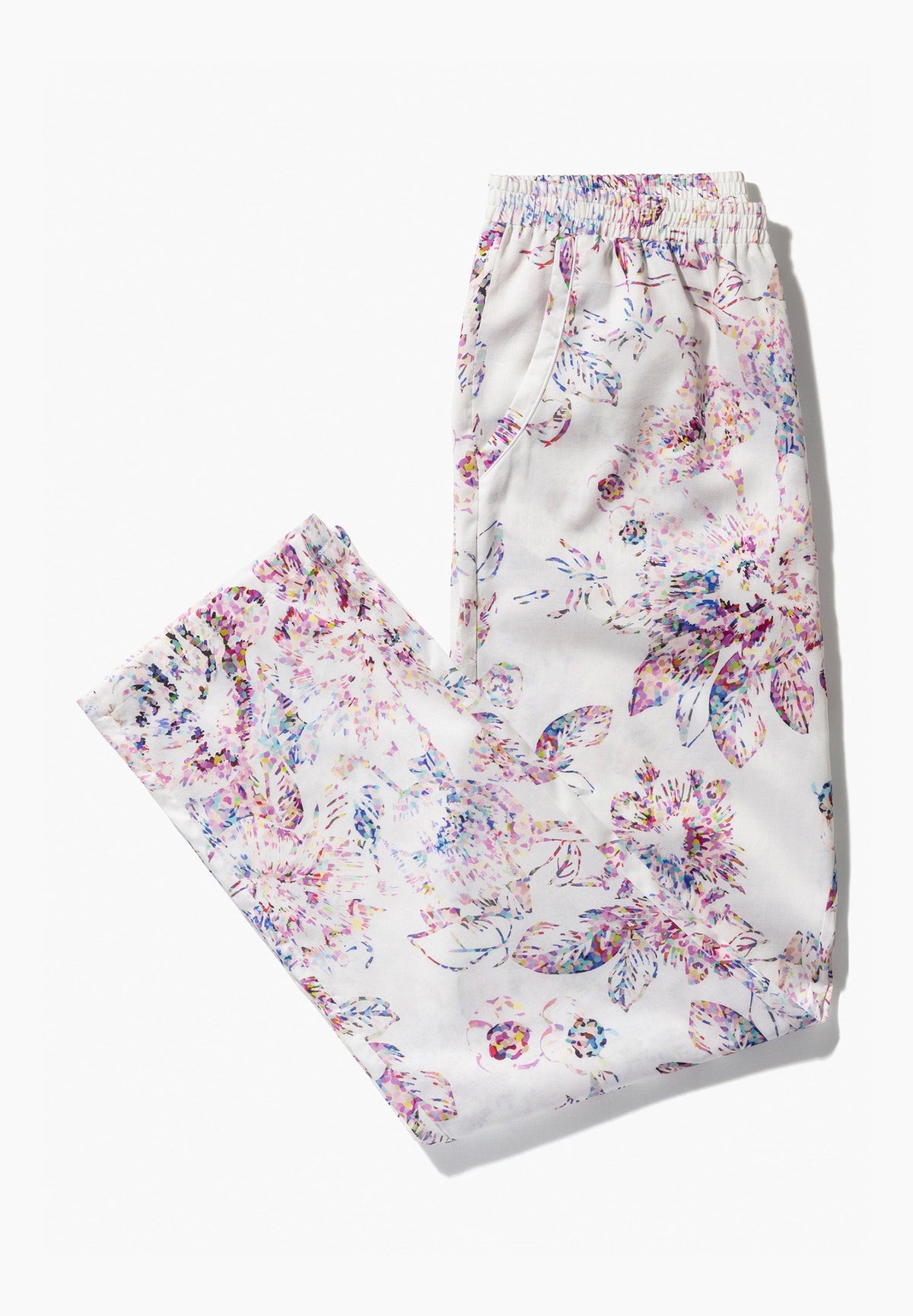 Cotton Sateen Print | Pants Long - pixel flowers