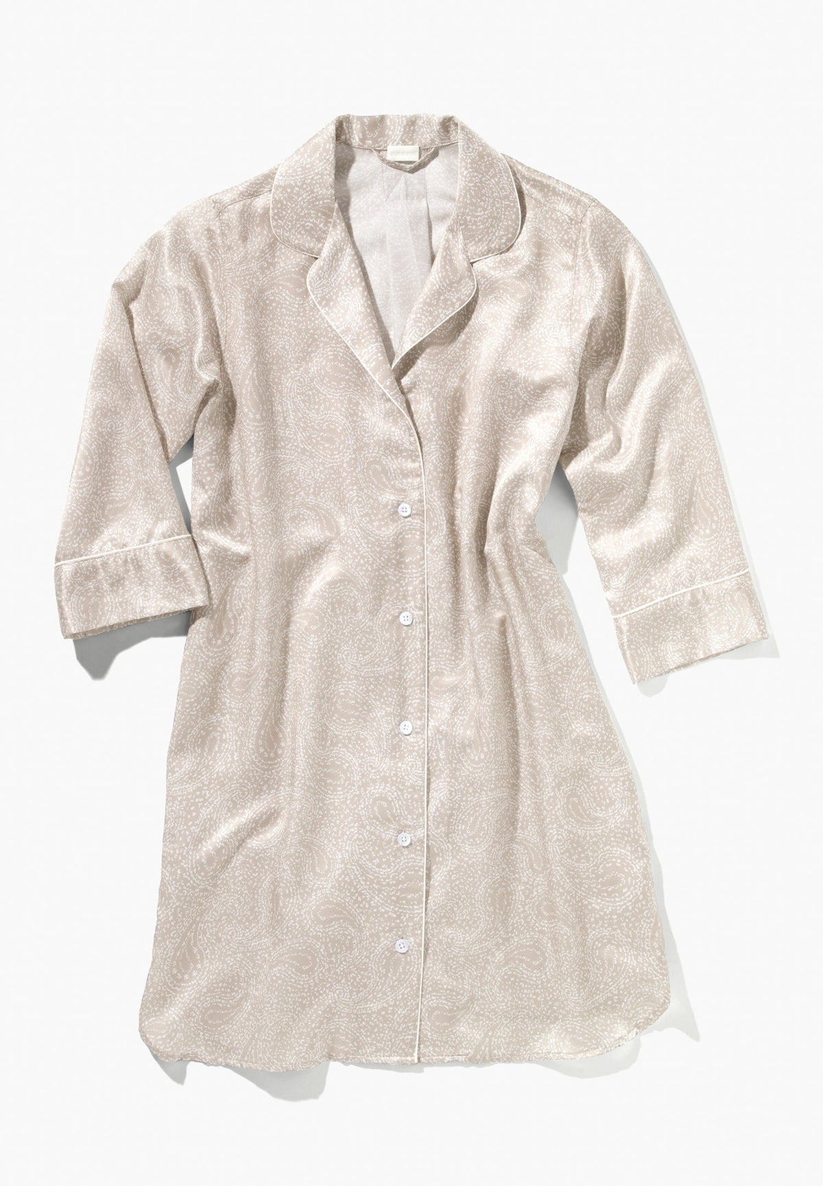 Cotton/Silk Print | Tee-shirt de nuit long manches 3/4 - paisley sand