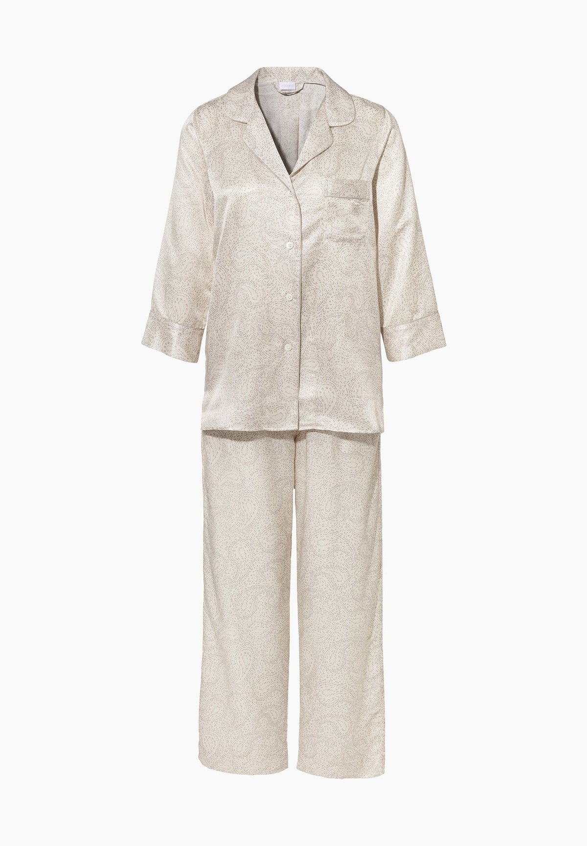 Cotton/Silk Print | Pyjama pantacourt manches 3/4 - paisley sand