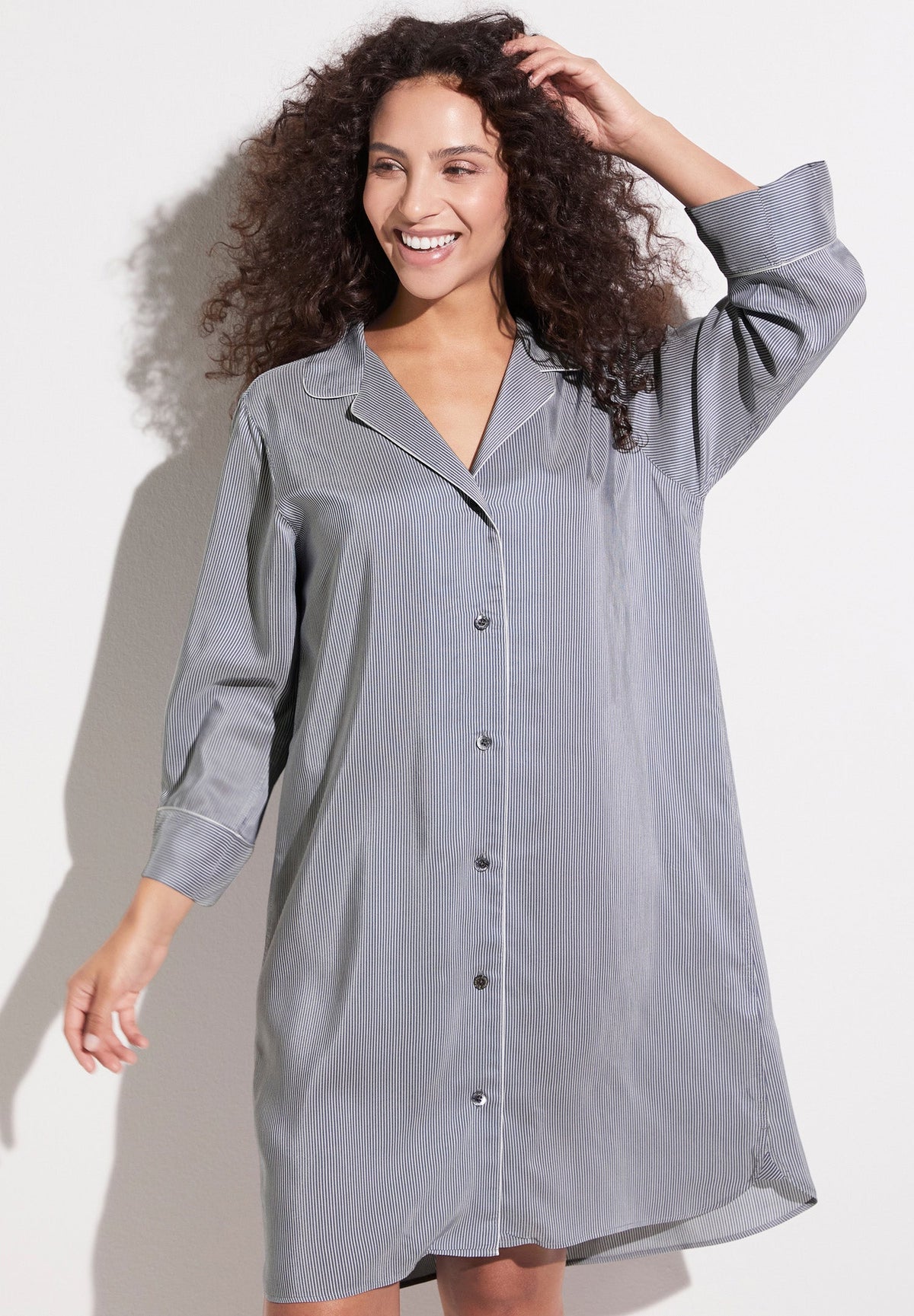 Feminine Stripes | Sleepshirt 3/4 Sleeve - blue stripes