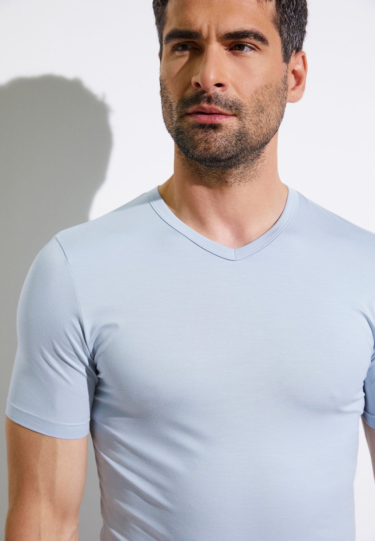 Pureness | T-Shirt Short Sleeve V-Neck - sky blue