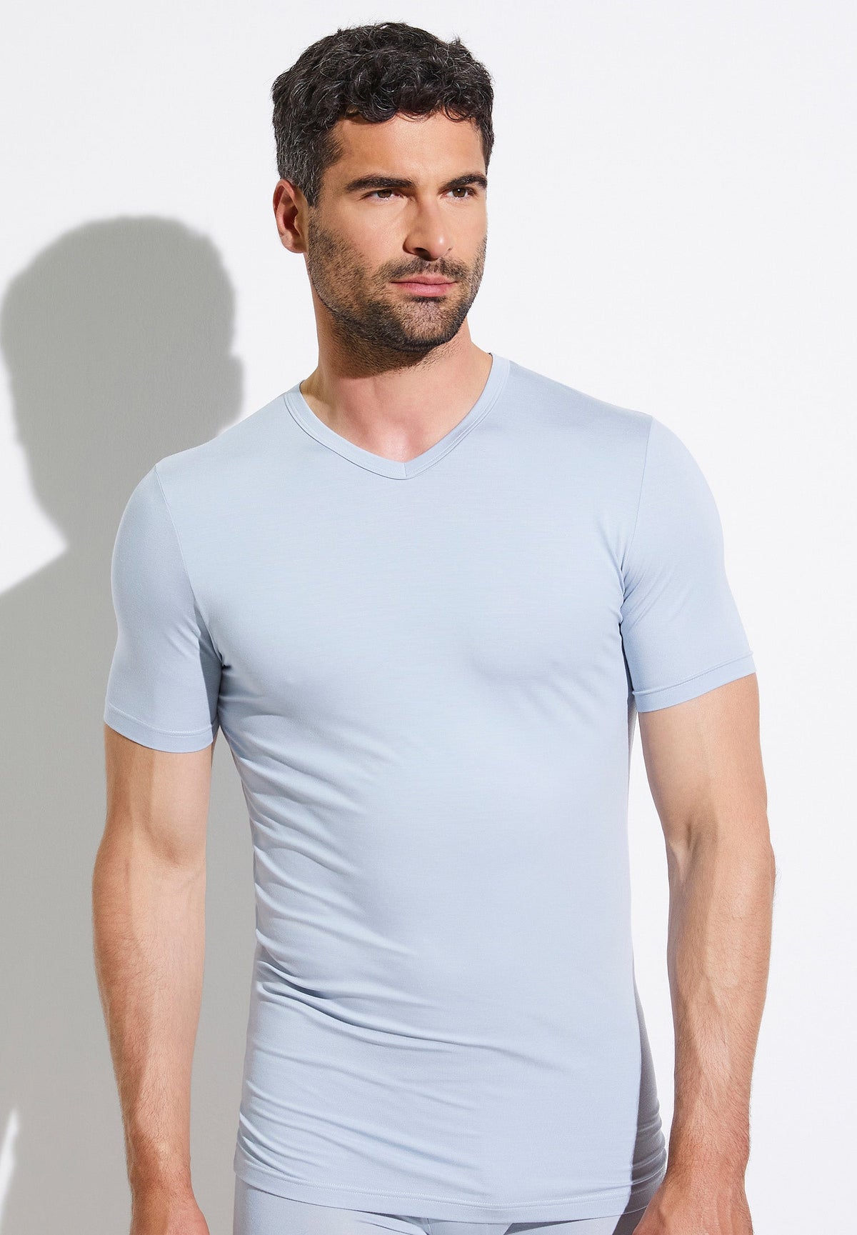 Pureness | T-Shirt à manches courtes col en V - sky blue