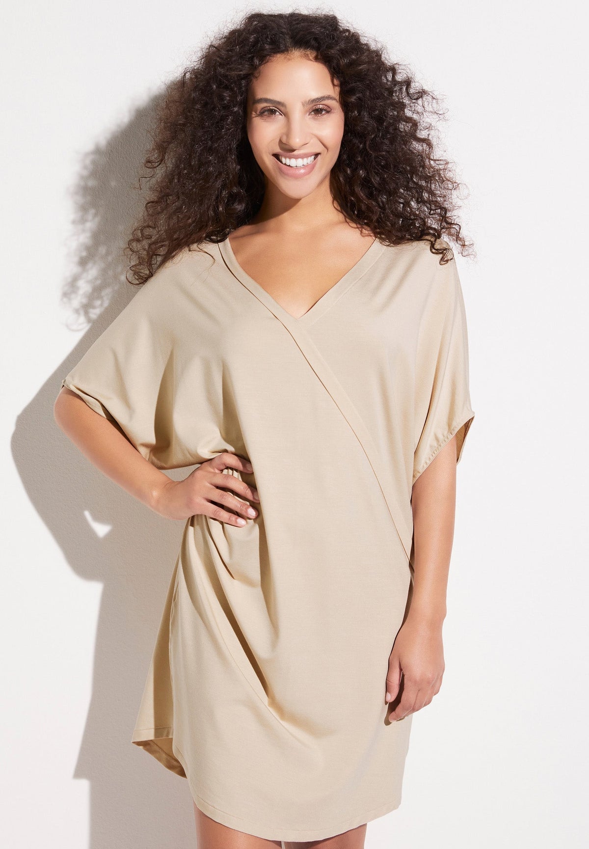 Pureness | Kurzes Kleid kurzarm - oatmeal