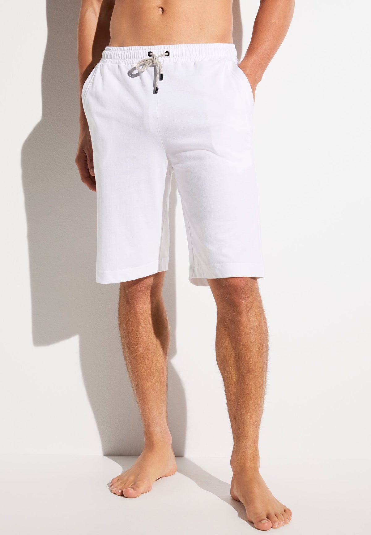 Piqué Lounge | Hose kurz - white