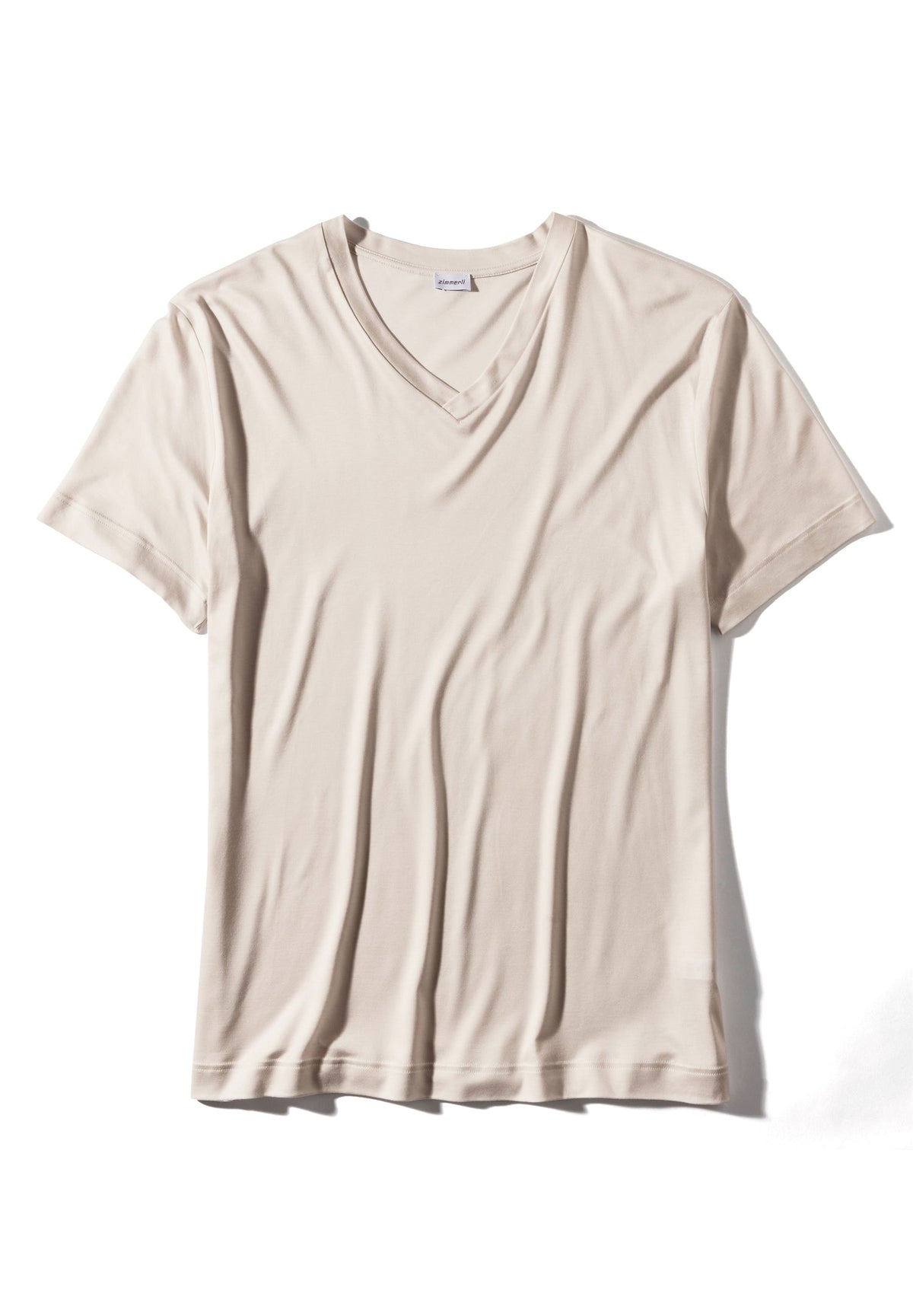 Sustainable Luxury | T-Shirt à manches courtes col en V - almond latte