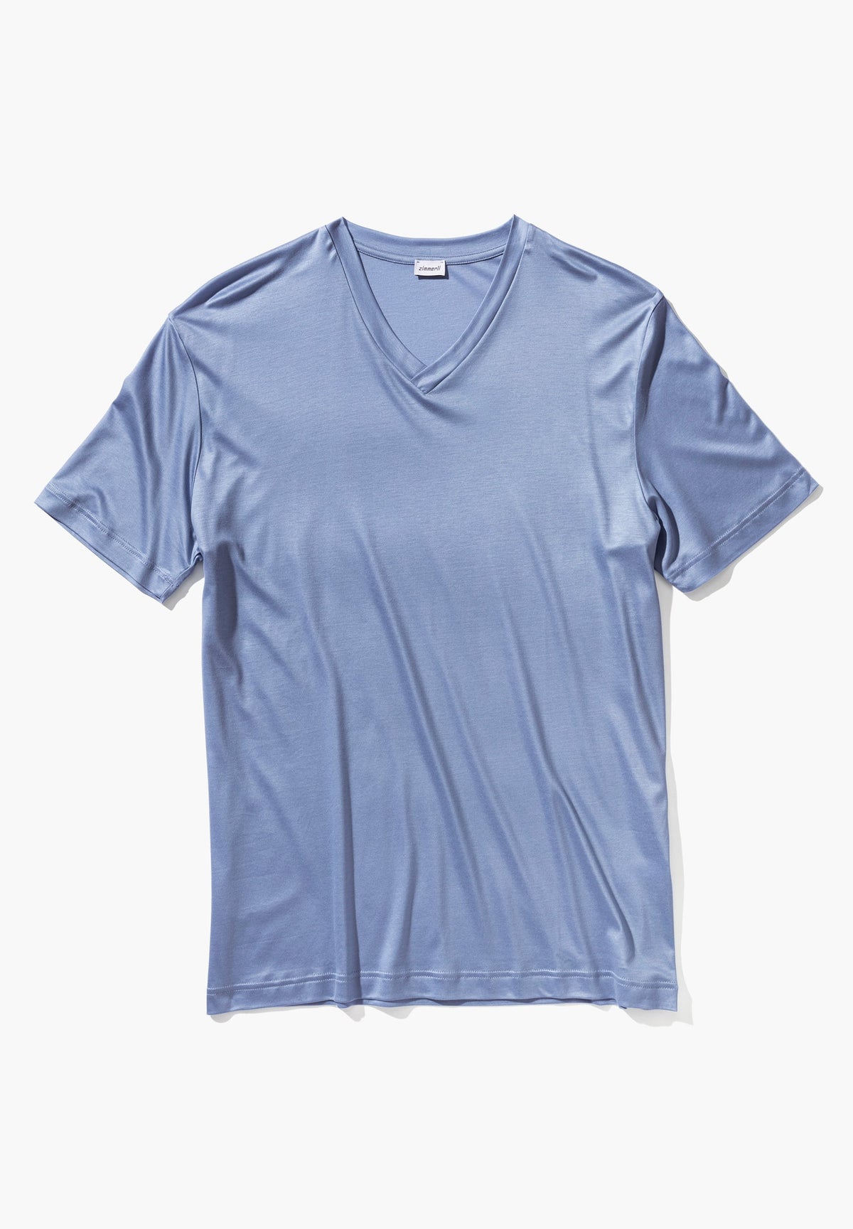 Sustainable Luxury | T-Shirt kurzarm V-Ausschnitt - sky blue