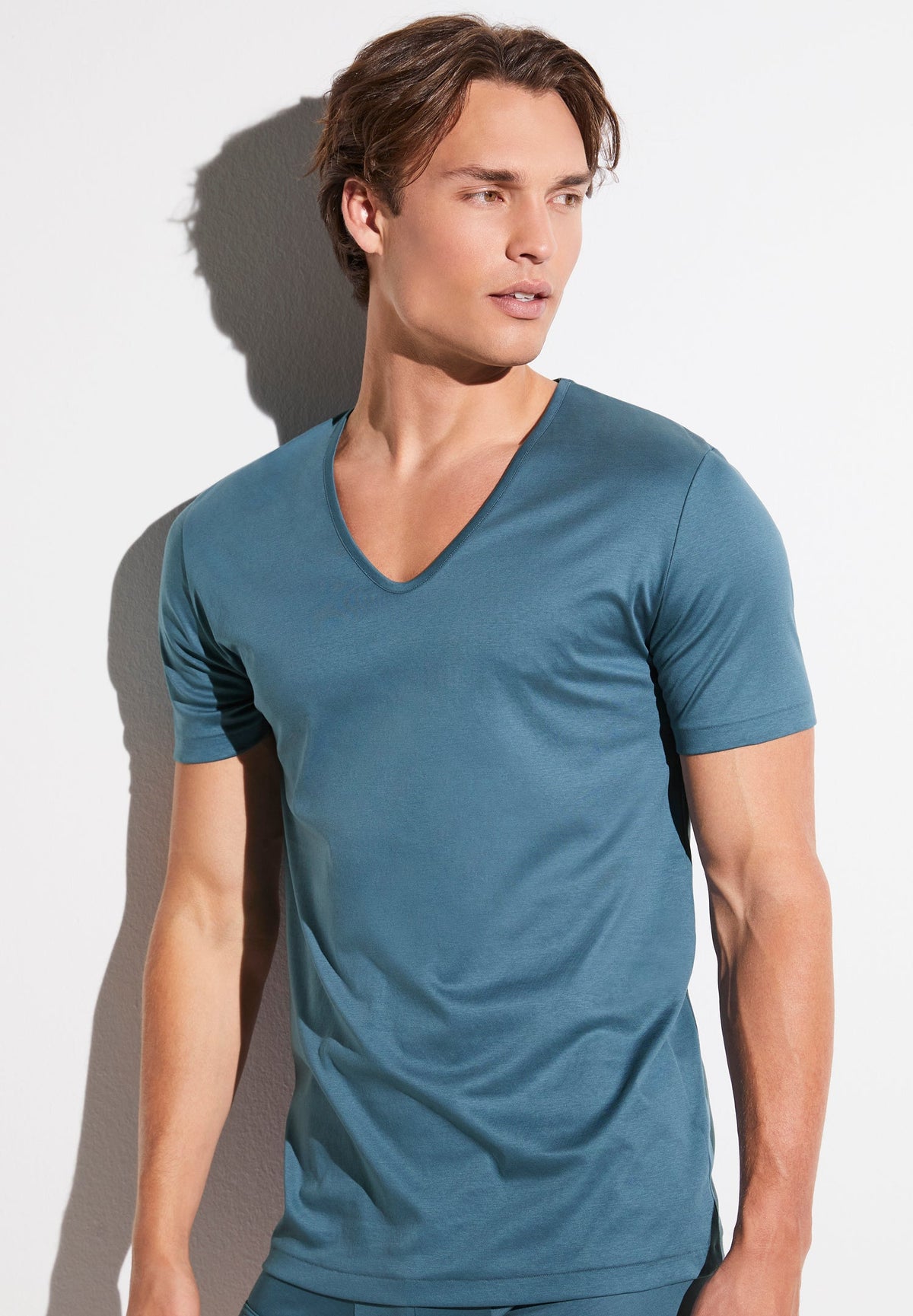 Sea Island | T-Shirt Short Sleeve V-Neck -Ausschnitt - island blue