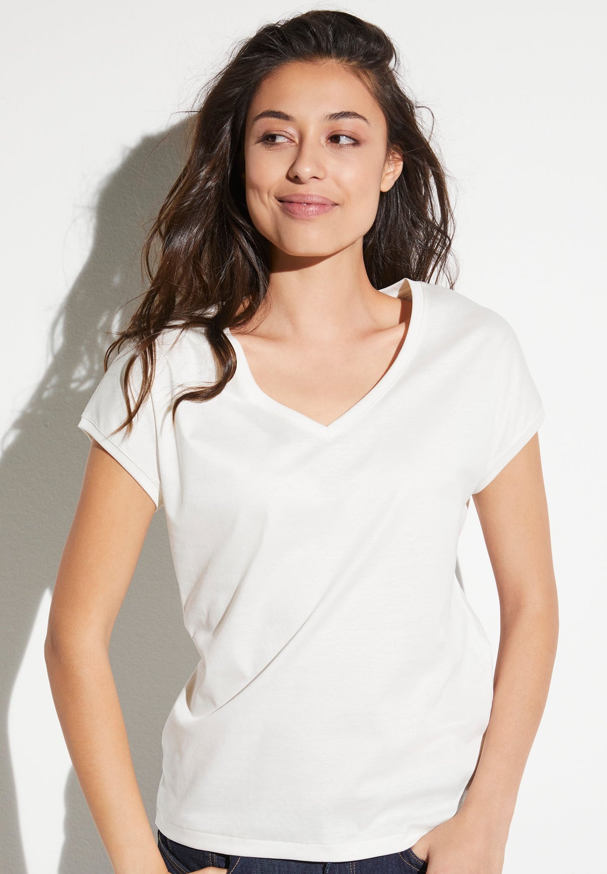 Sea Island | T-Shirt kurzarm V-Ausschnitt - cloud white