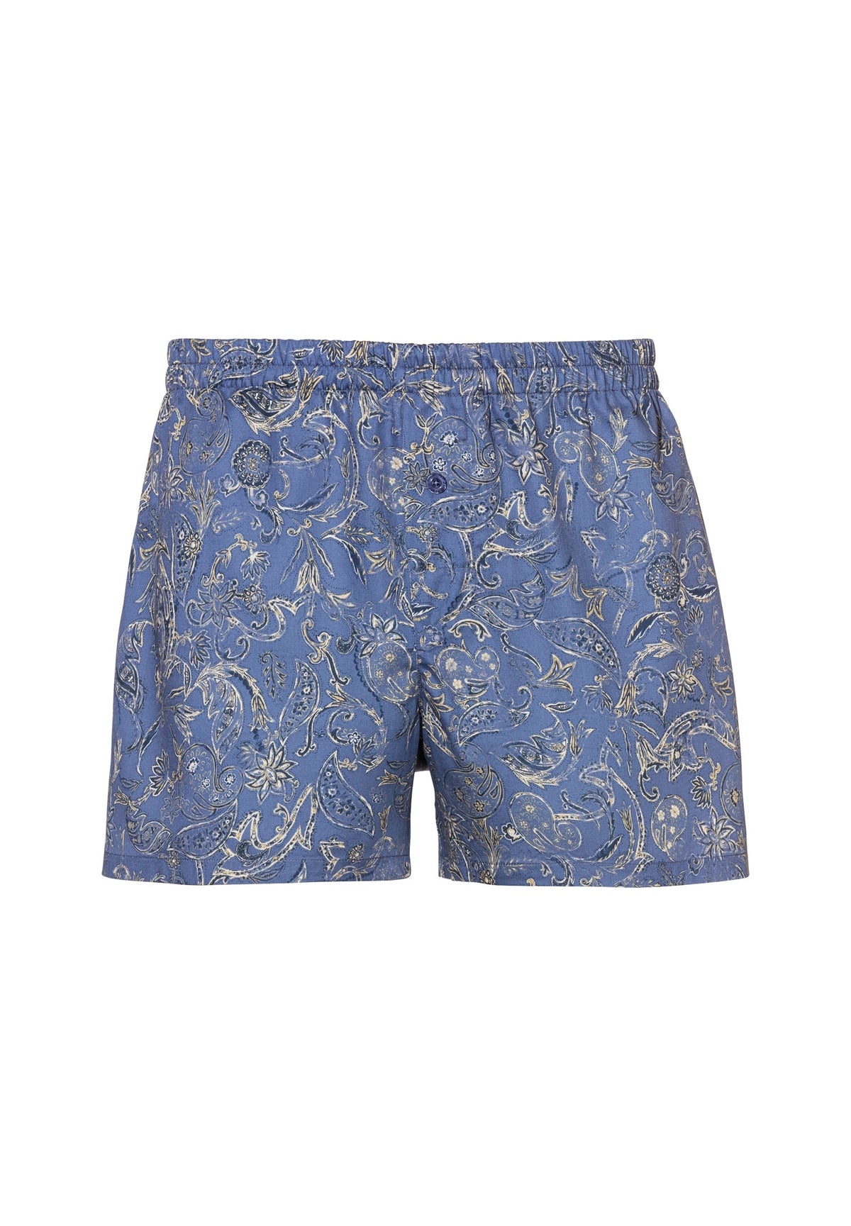 Cotton Sateen Print | Boxer Shorts - summer-paisley blue