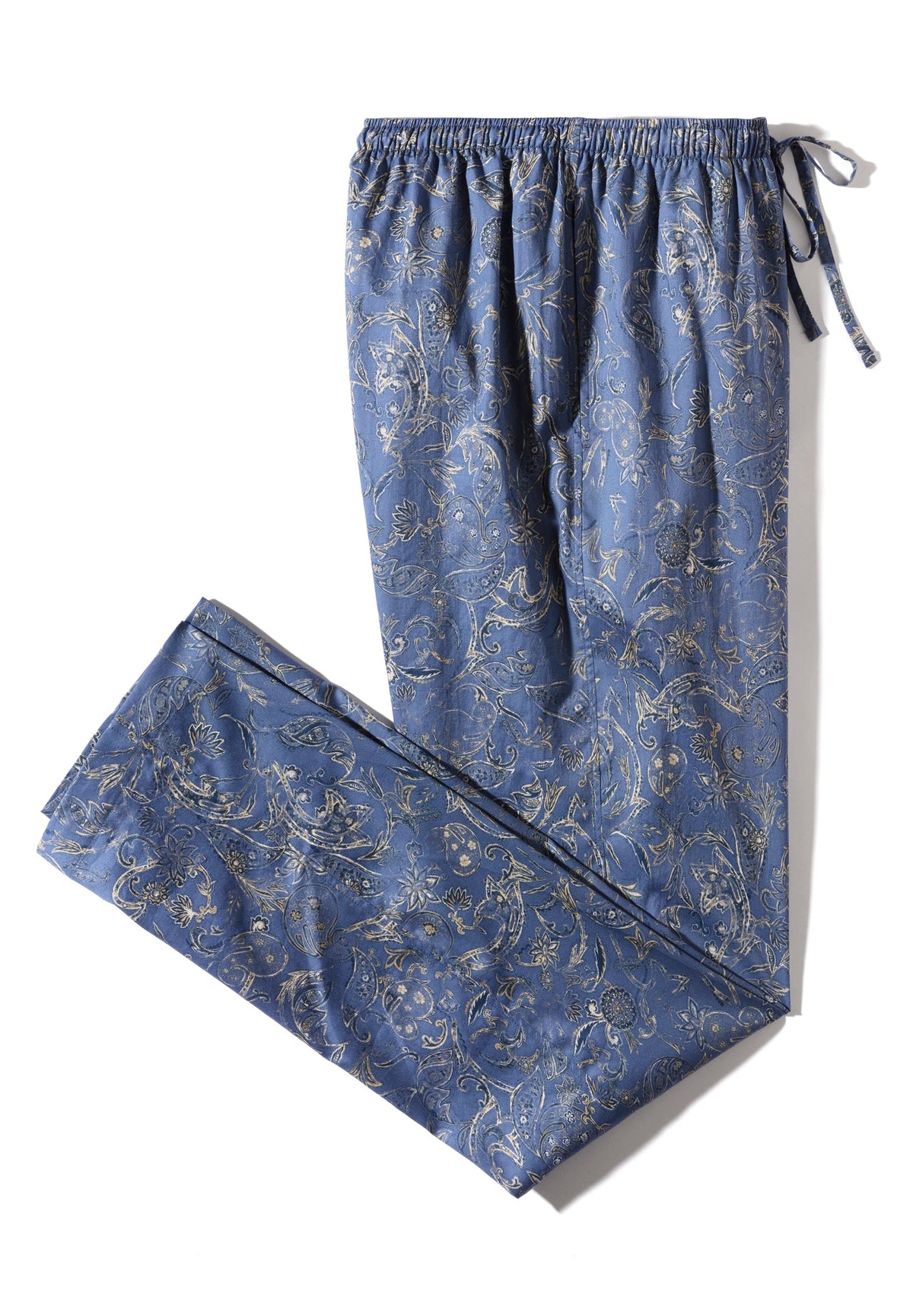 Cotton Sateen Print | Pants Long - summer-paisley blue