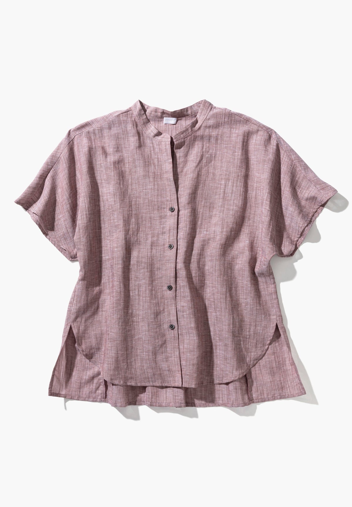 Linen Blend | Durchgeknöpftes Shirt kurzarm - red sand