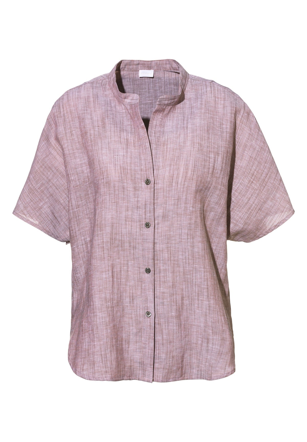 Linen Blend | Chemise avec fermeture frontale à boutons, manches courtes - red sand