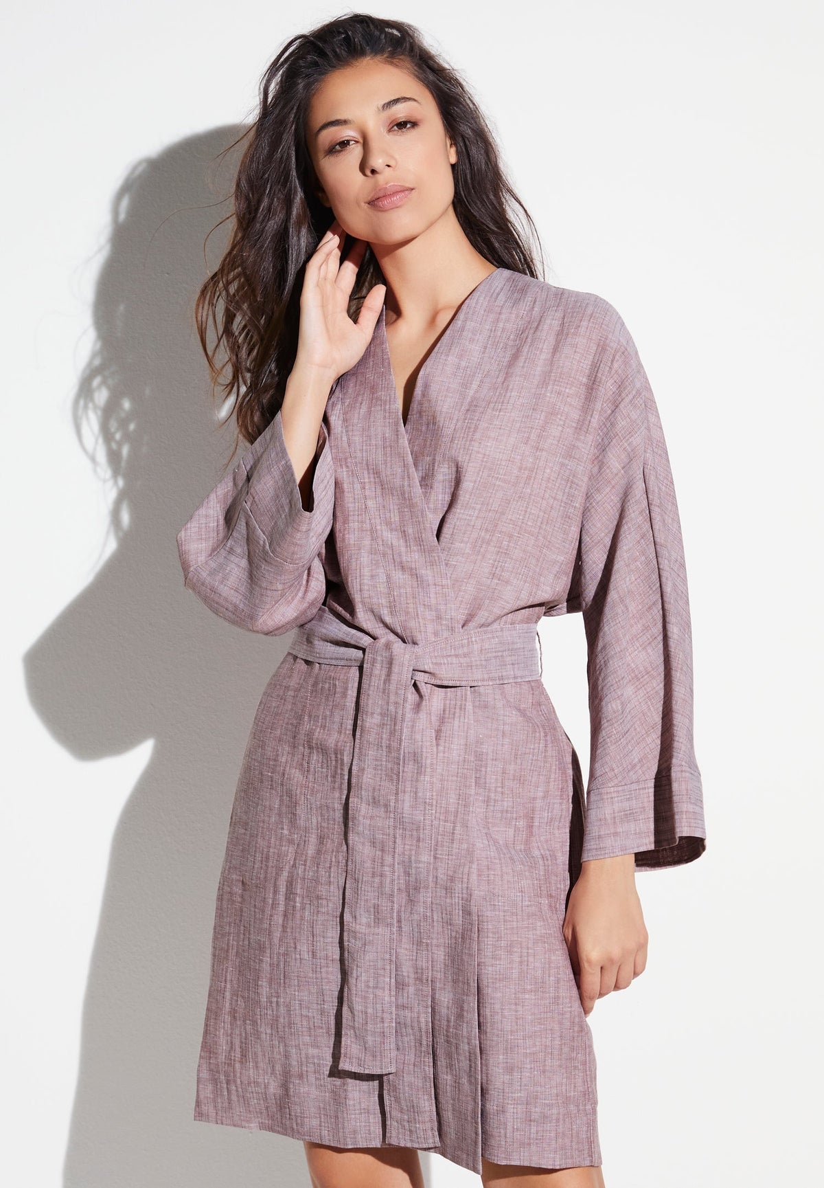 Linen Blend | Robe Short - red sand