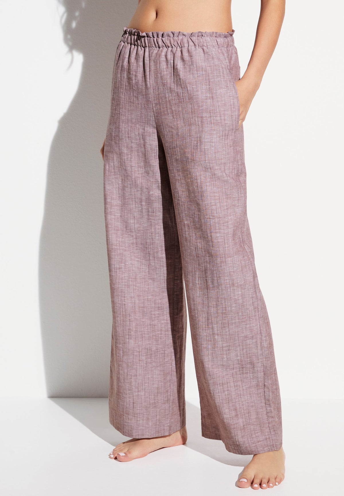 Linen Blend | Pants Long - red sand