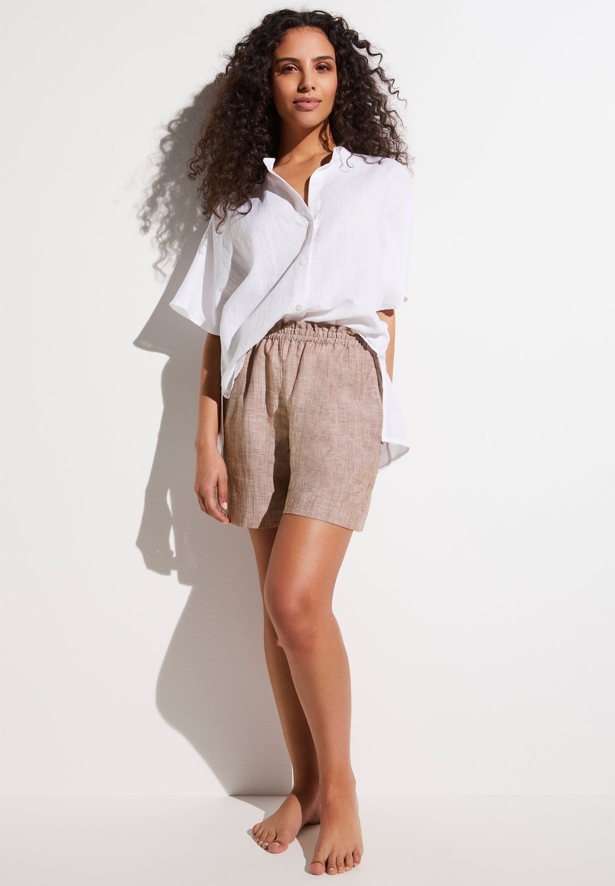 Linen Blend | Shorts - red sand