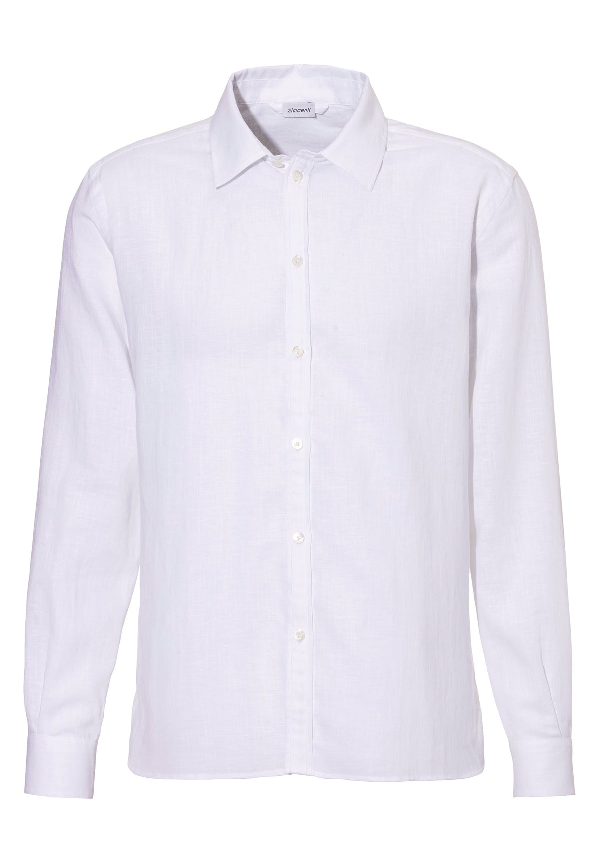 Linen Blend | Button Front Shirt Long Sleeve - white