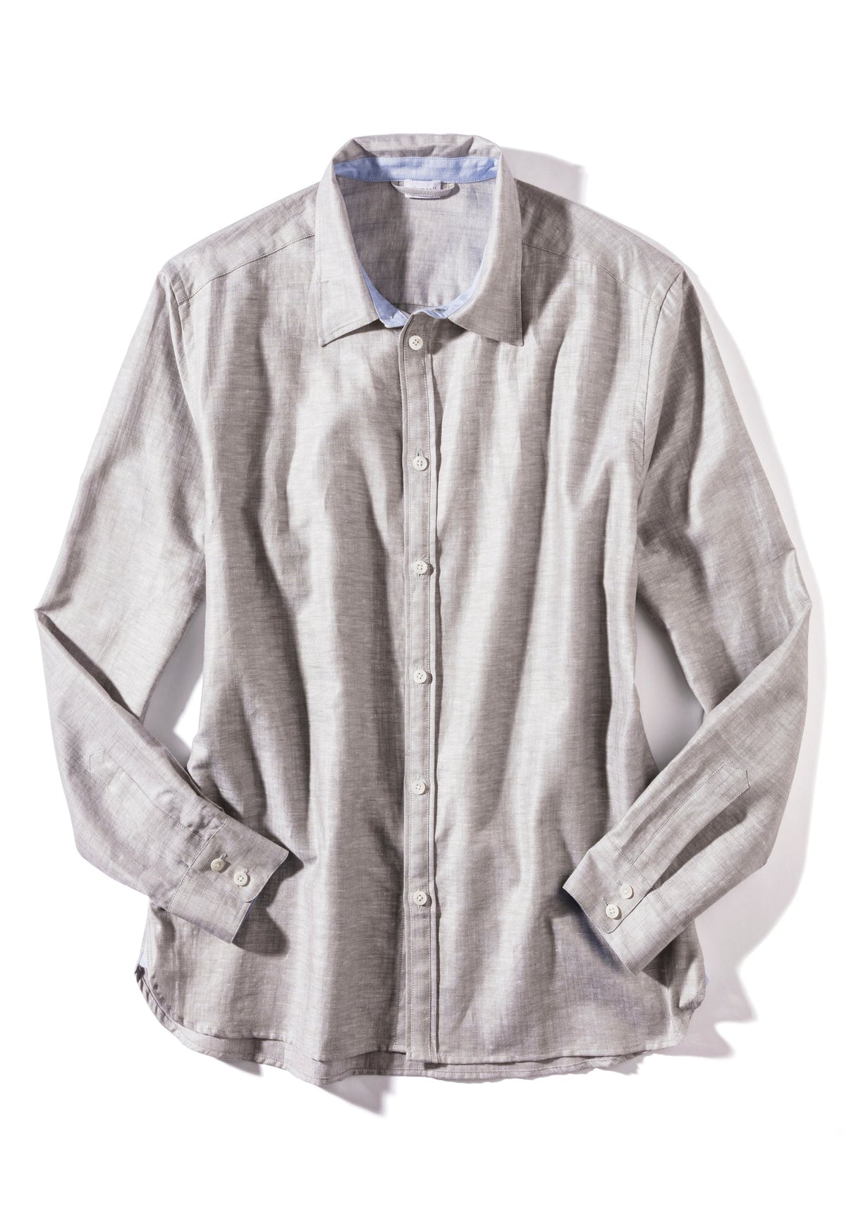 Linen Blend | Durchgeknöpftes Shirt langarm - greystone