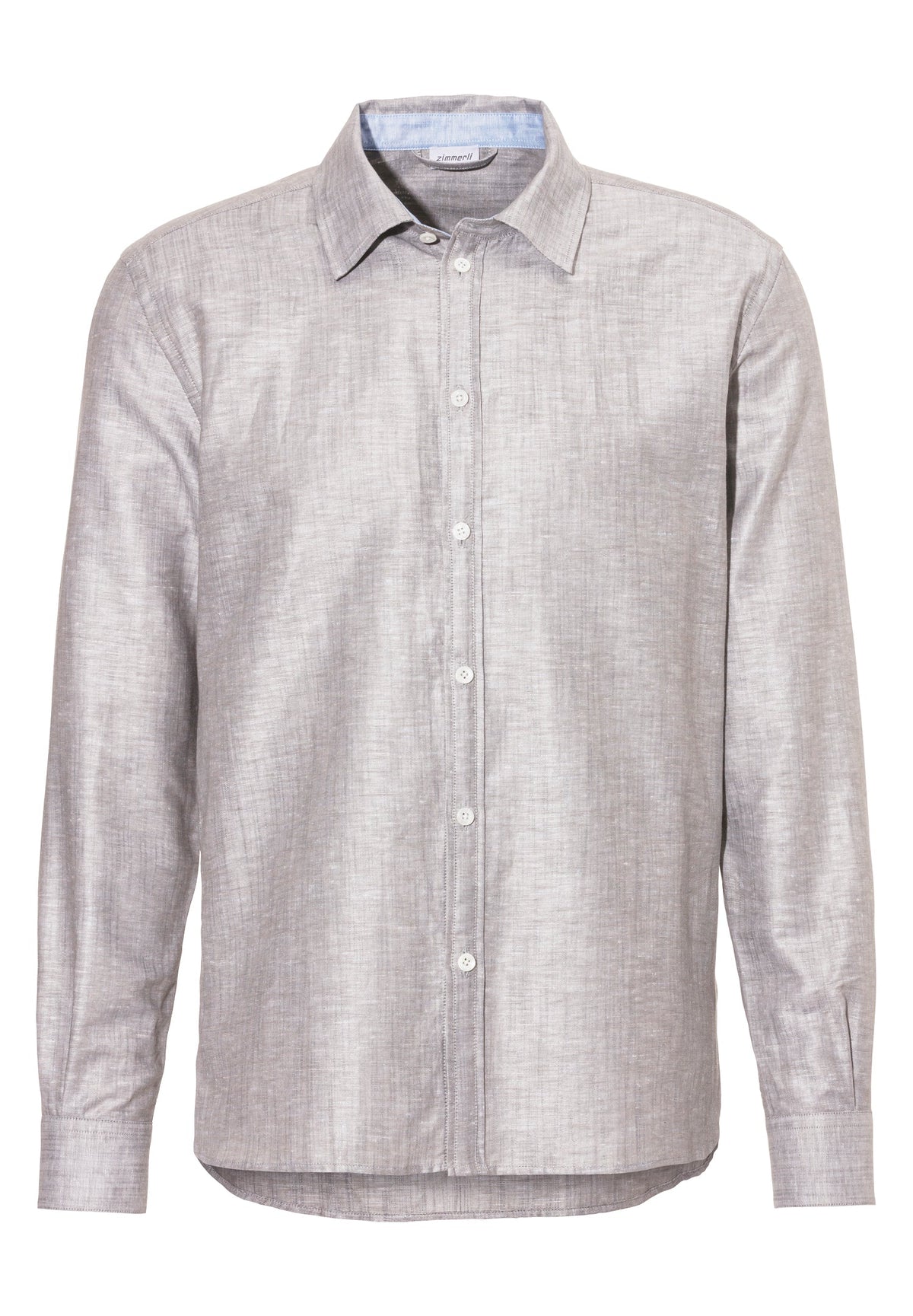 Linen Blend | Durchgeknöpftes Shirt langarm - greystone