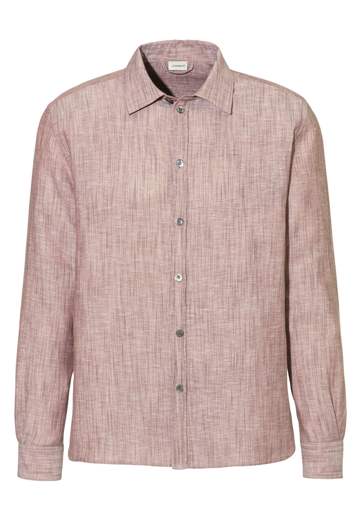 Linen Blend | Button Front Shirt Long Sleeve - red sand