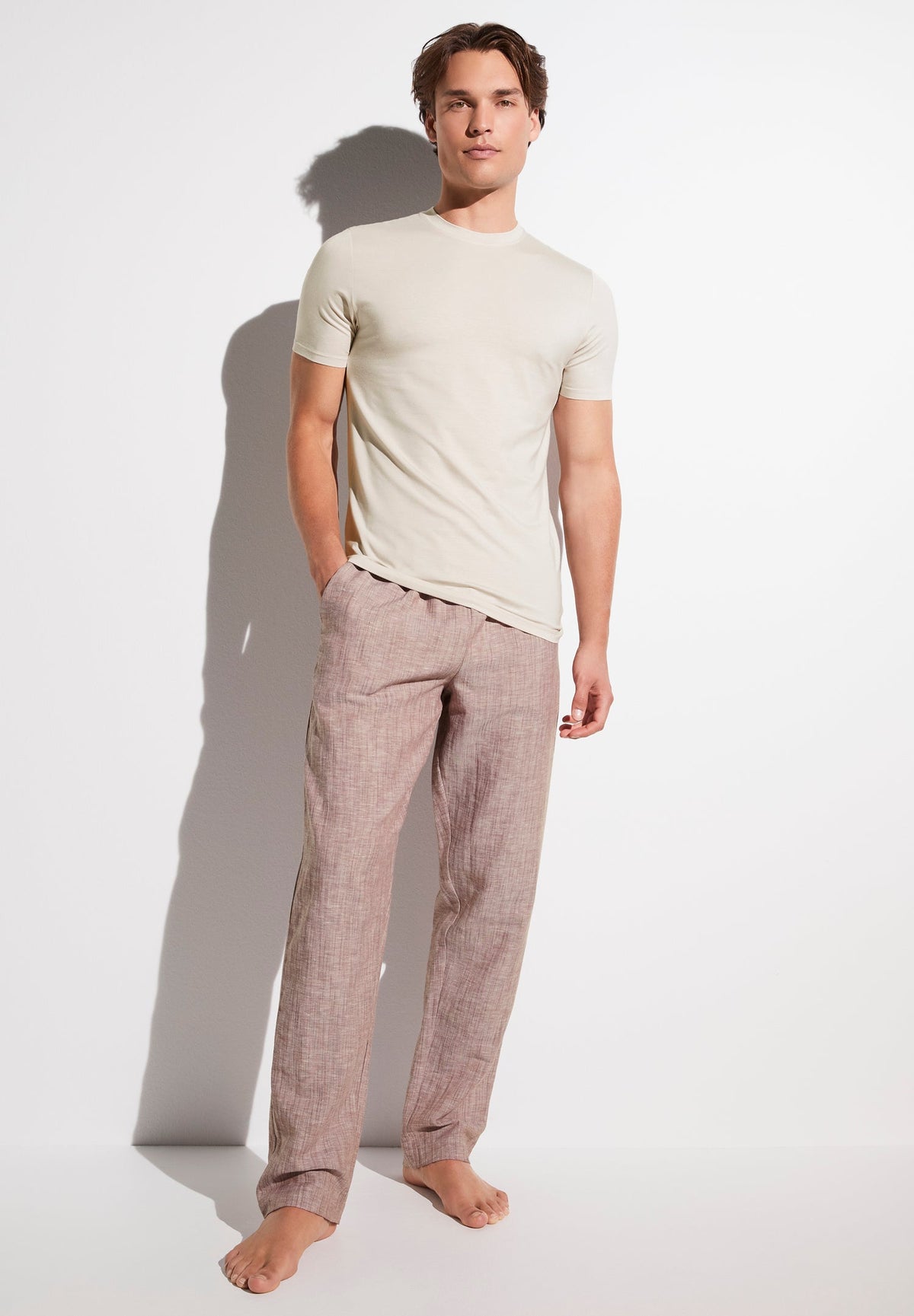 Linen Blend | Pantalon - red sand