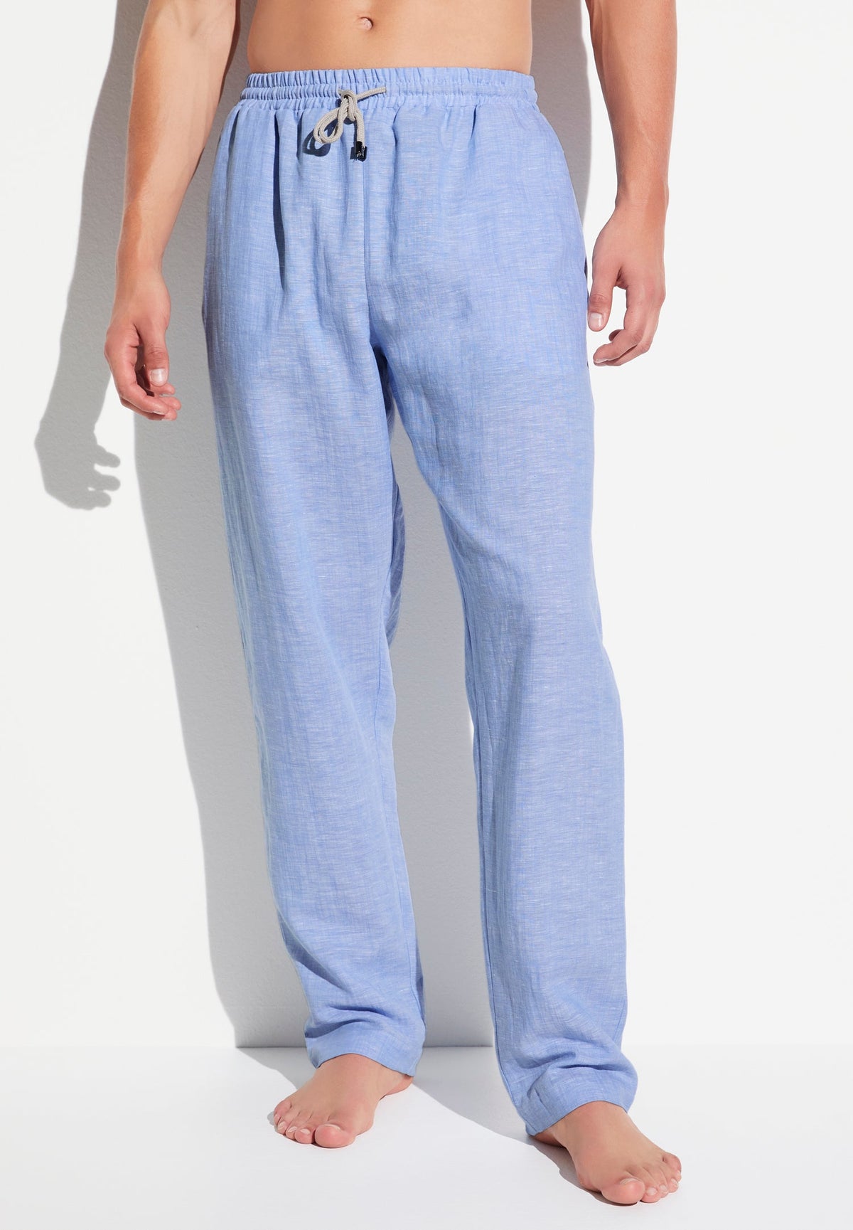 Linen Blend | Hose lang - sky blue