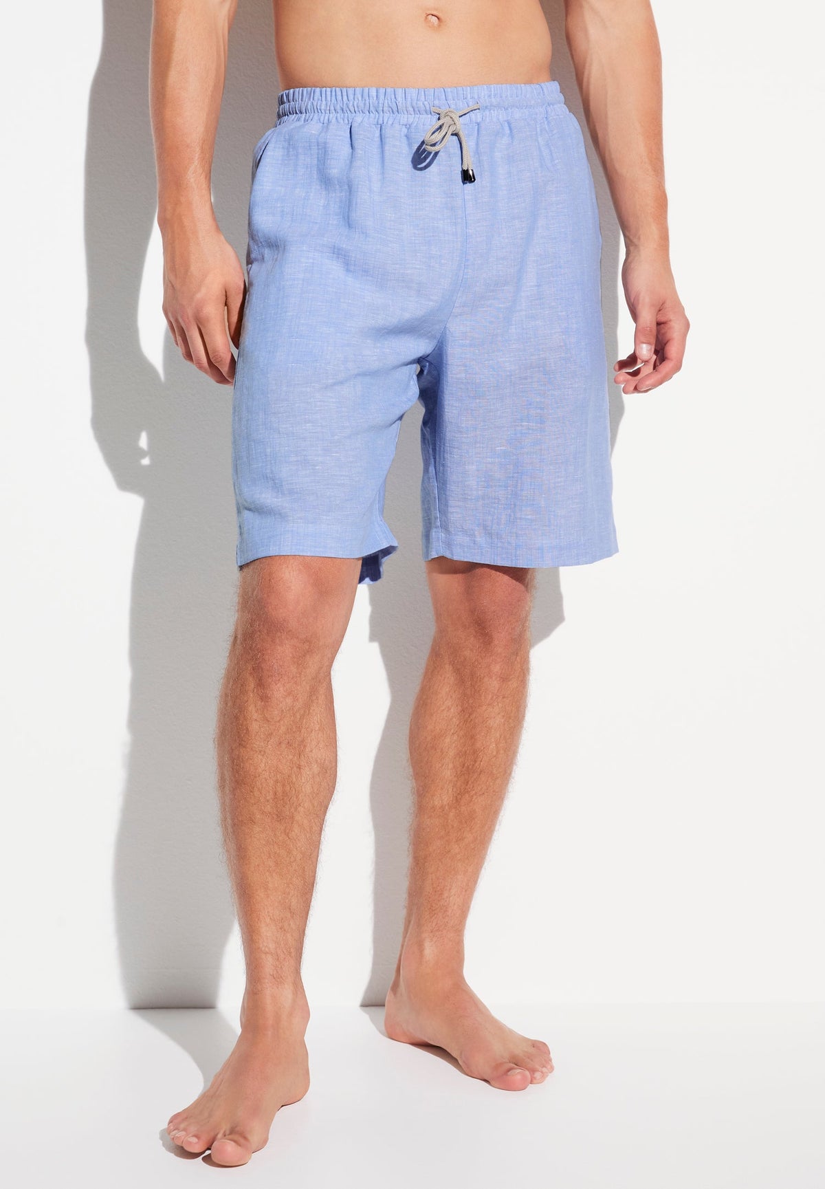 Linen Blend | Pants Long - sky blue