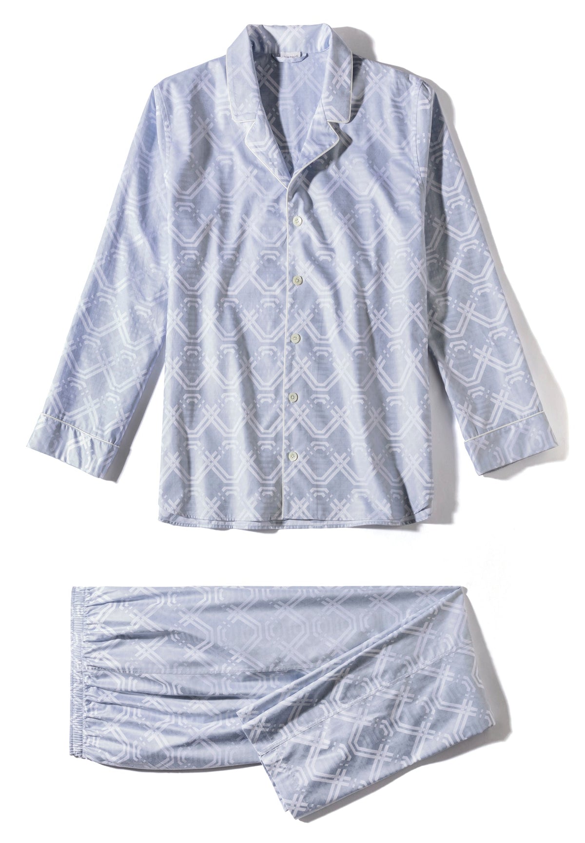 Luxury Jacquard | Pyjama lang - geo medium blue