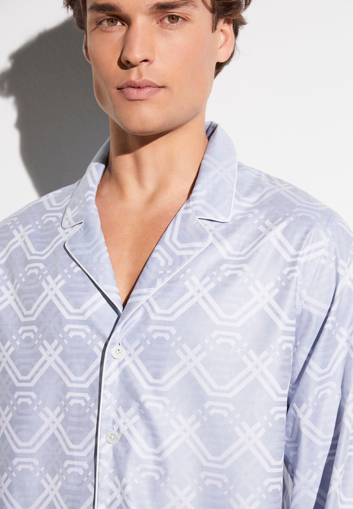 Luxury Jaquards | Pyjama longues - geo medium blue