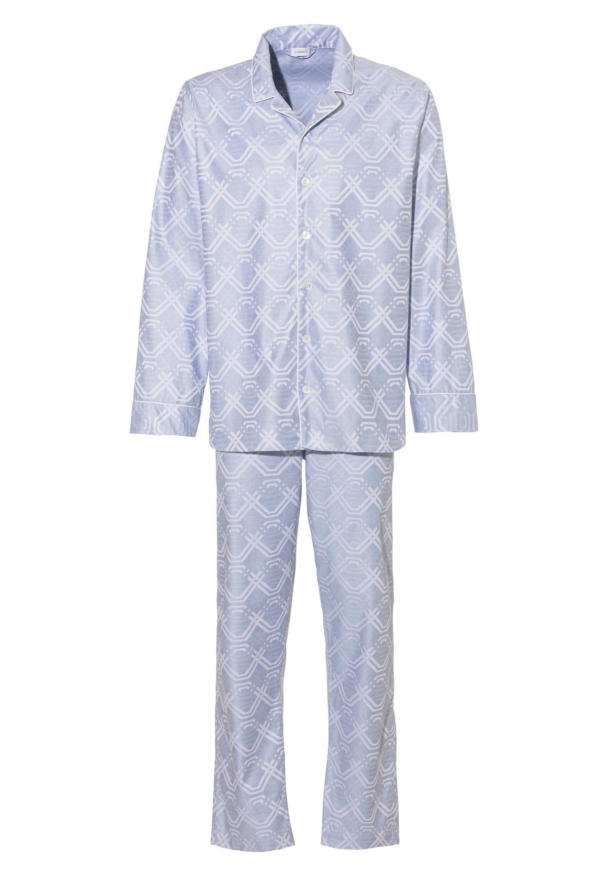 Luxury Jacquard | Pyjama lang - geo medium blue