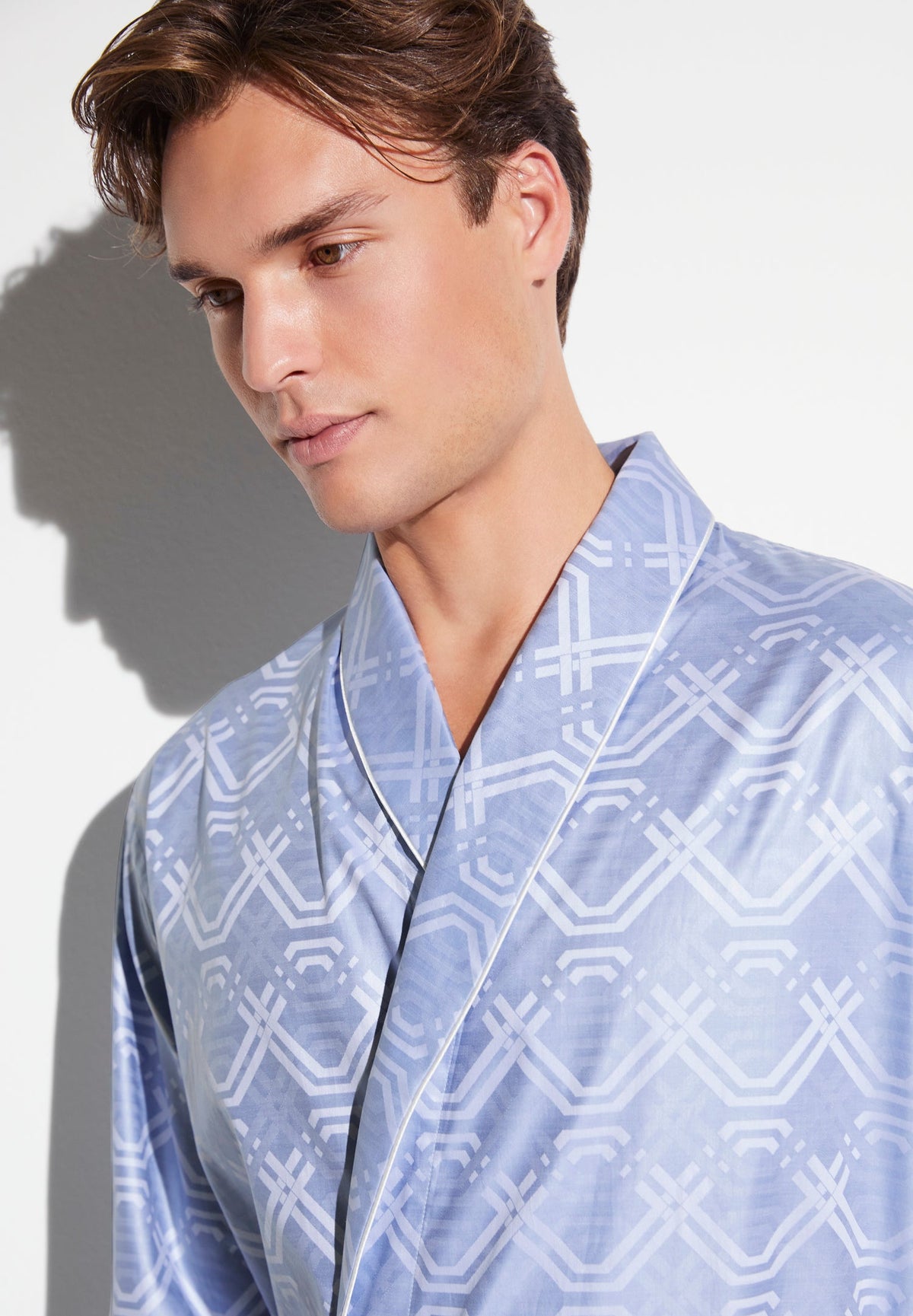 Luxury Jaquards | Robe Long - geo medium blue