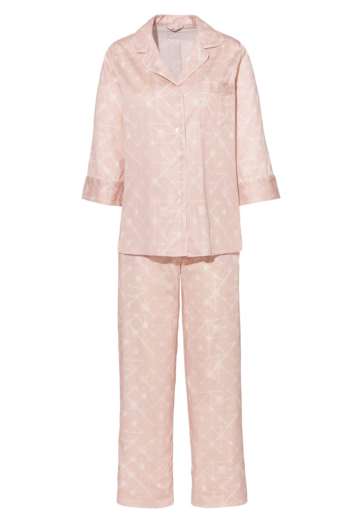 Cotton Sateen Print | Pyjama pantacourt manches 3/4 - geo-batic rose