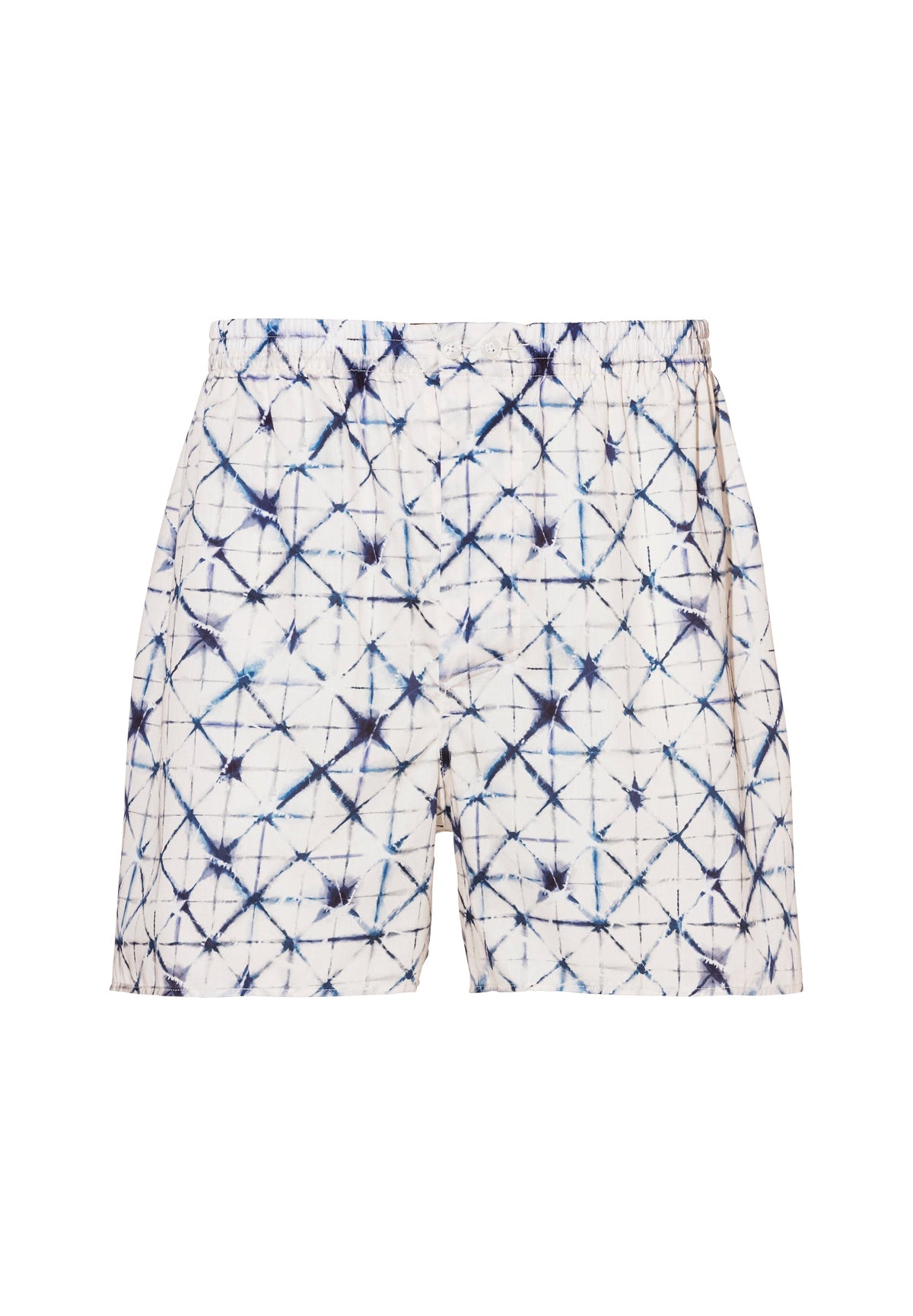 Cotton Sateen Print | Boxer Shorts - geo-batic blue