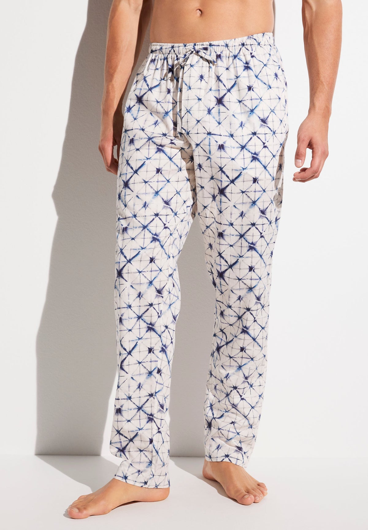 Cotton Sateen Print | Pantalon - geo-batic blue