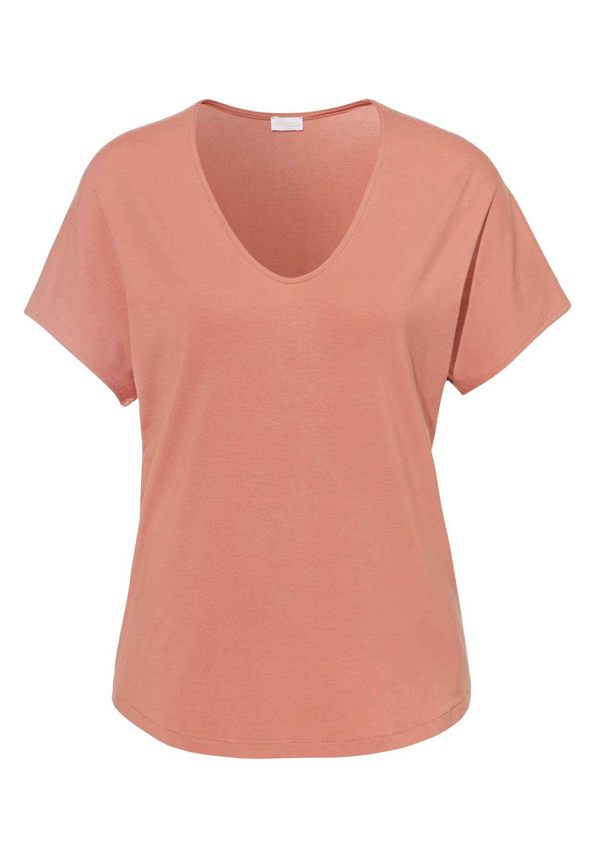 Pureness | T-Shirt Short Sleeve V-Neck - coral rouge